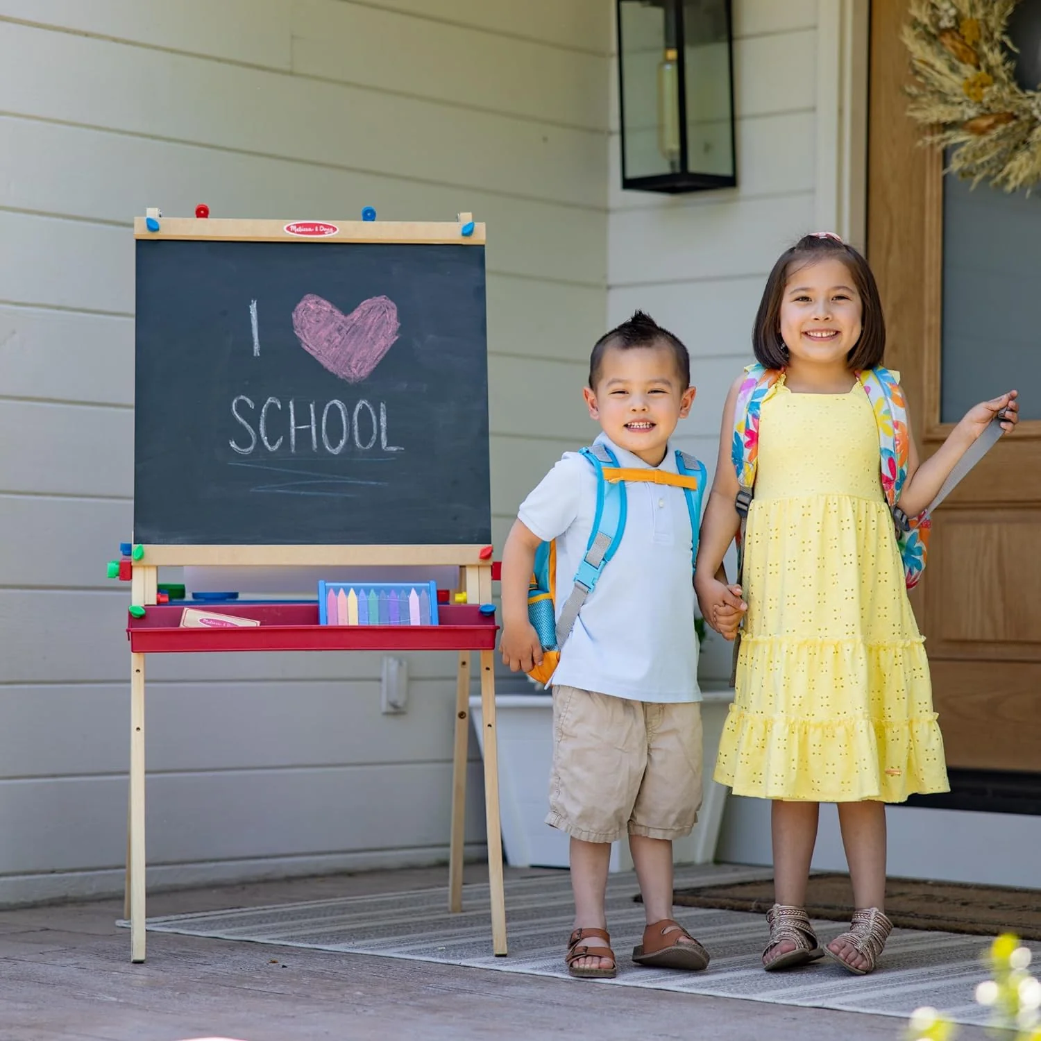 Standing Art Easel - Dry-Erase Board, Chalkboard, Paper Roller