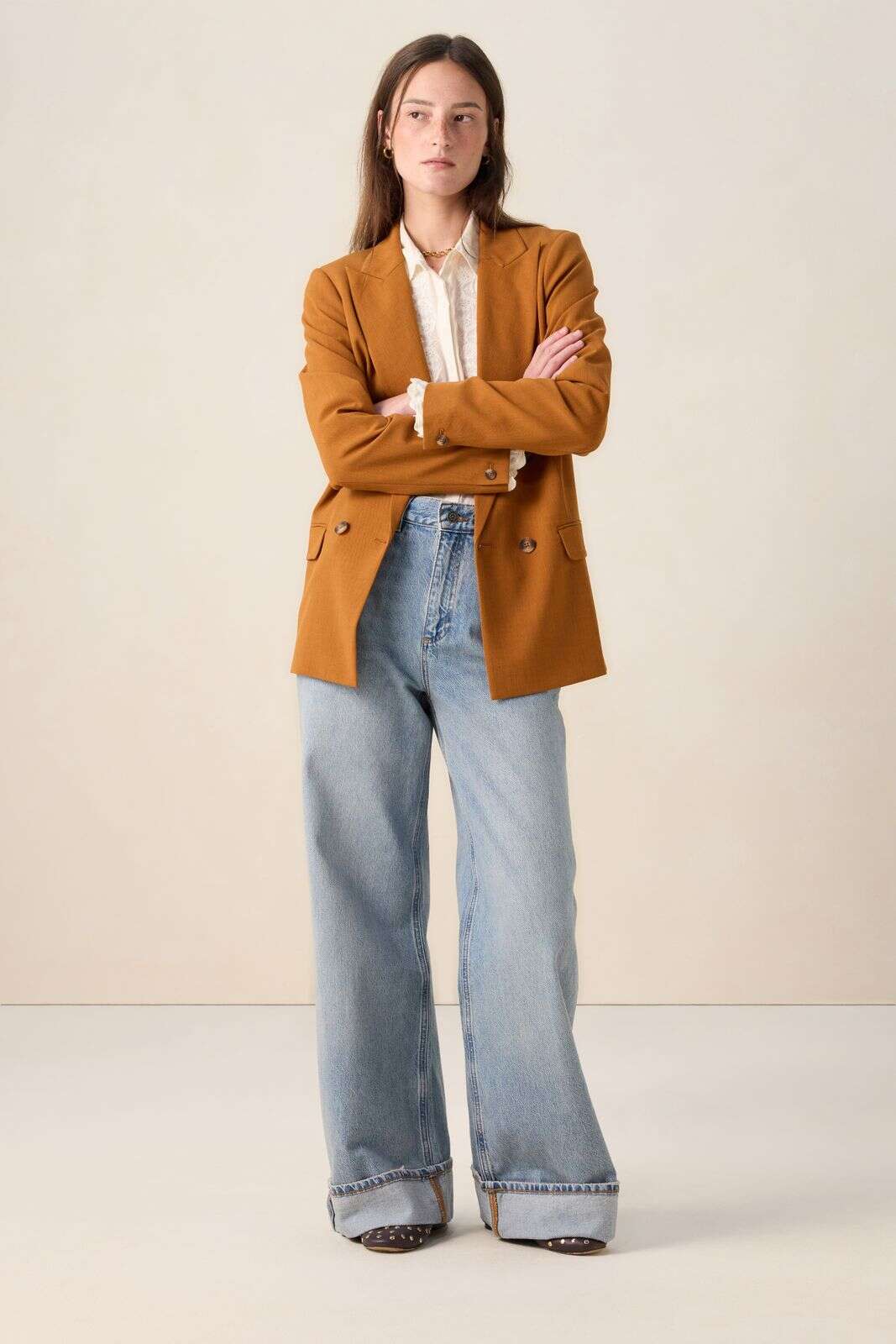 Bruine double breasted blazer