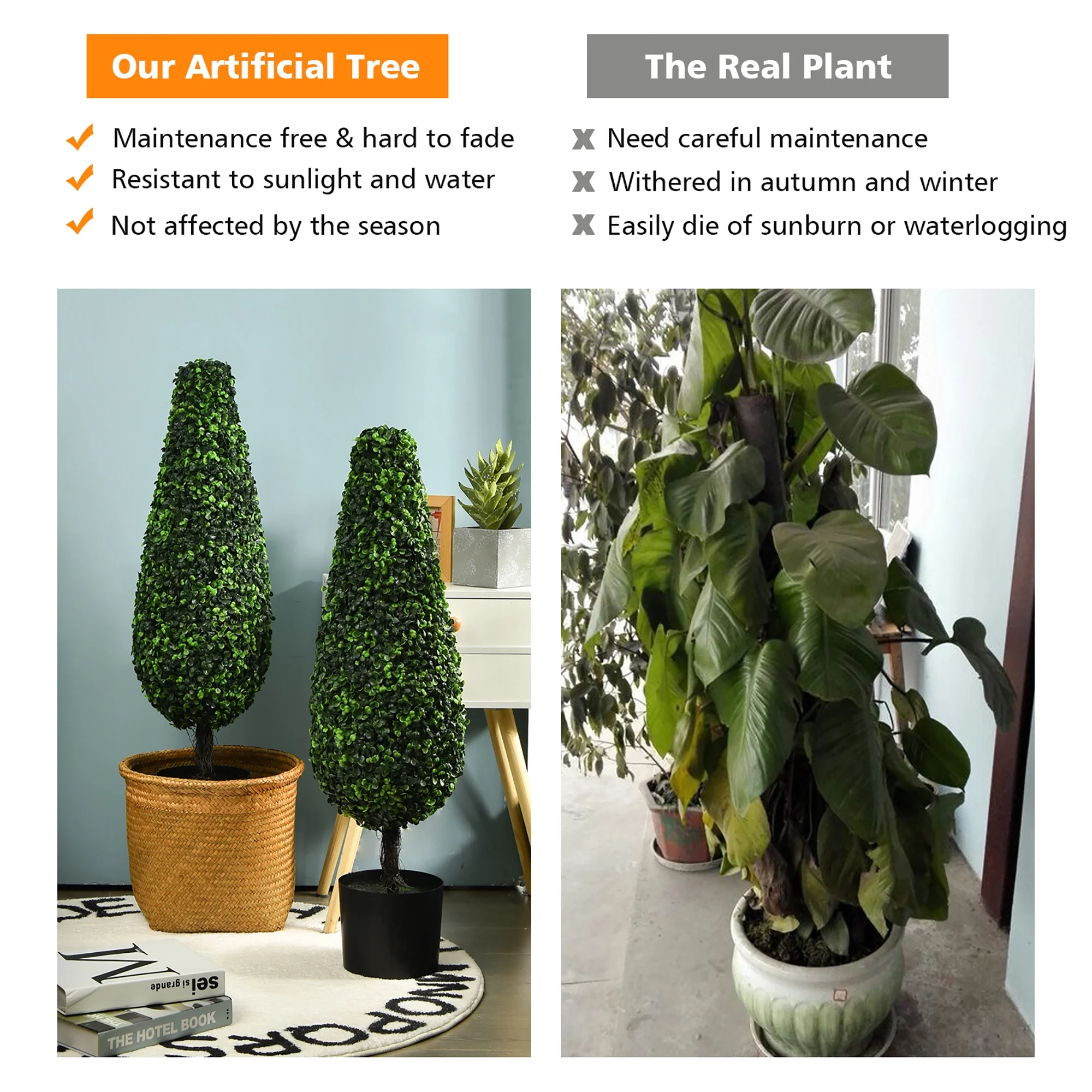 2 Pack 3FT Artificial Tower Topiary Tree UV Resistant Indoor Outdoor - Image 7