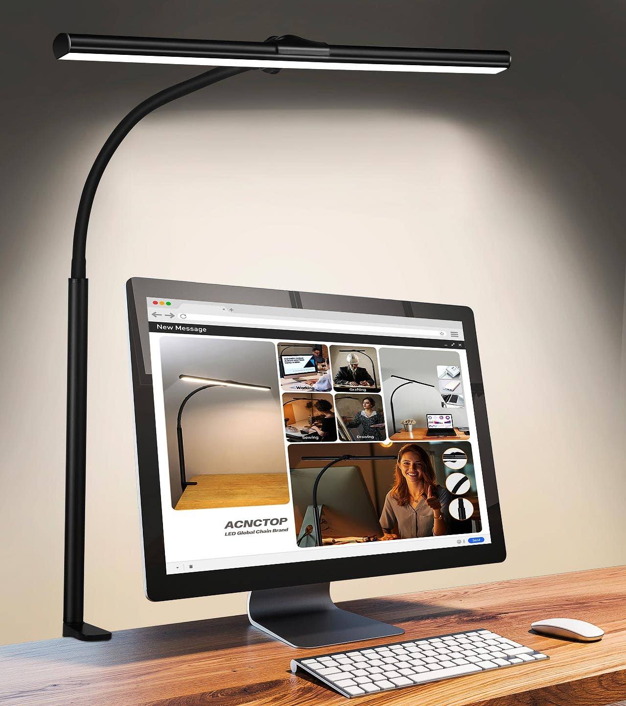ACNCTOP Desk Lamp for Office Home - Eye-Caring Architect Task Lamp 25 Lighting Modes Adjustable LED Desk Lamp Flexible Goosen