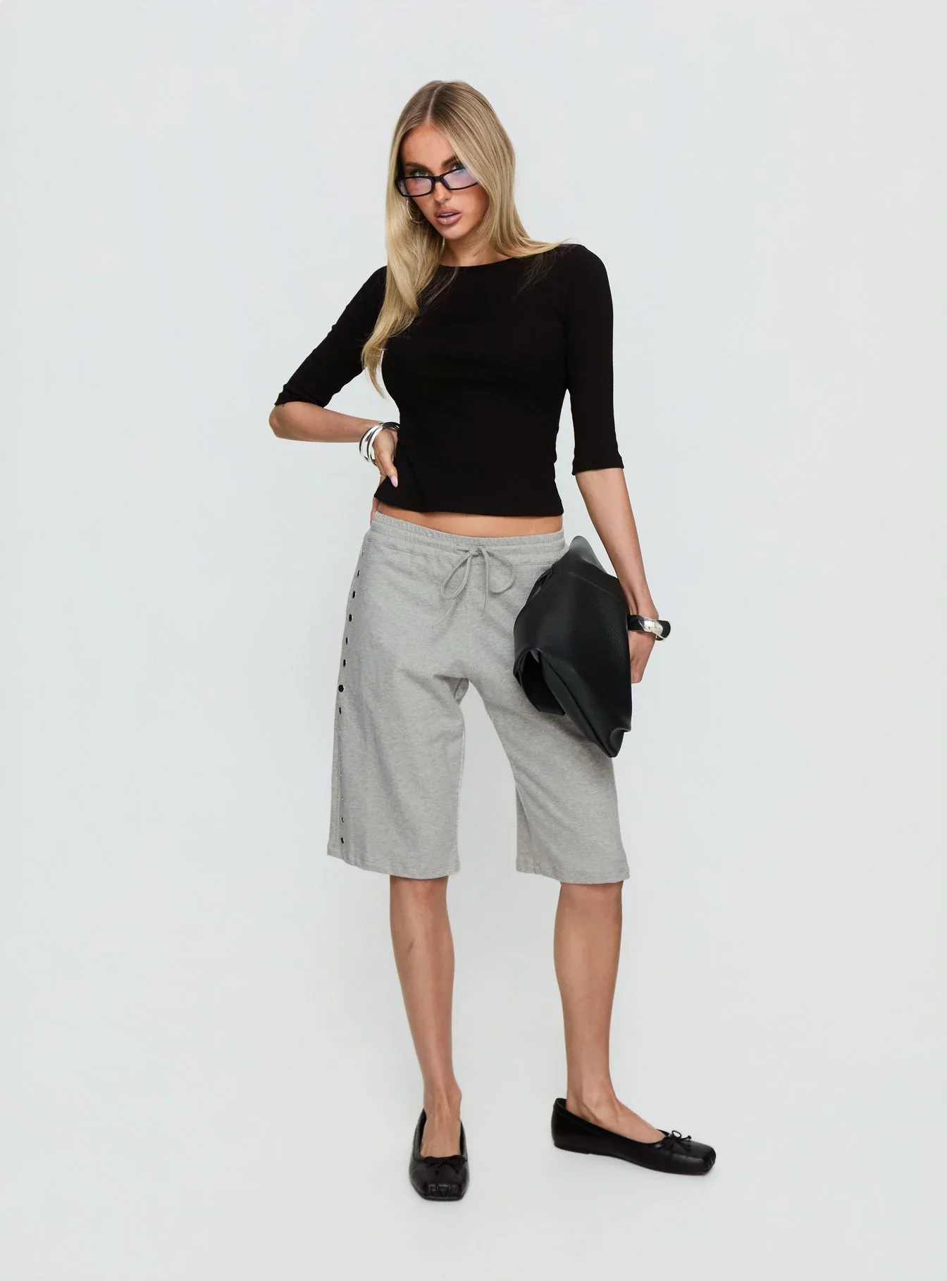 Kether Longline Basketball Studs Short Grey Marle