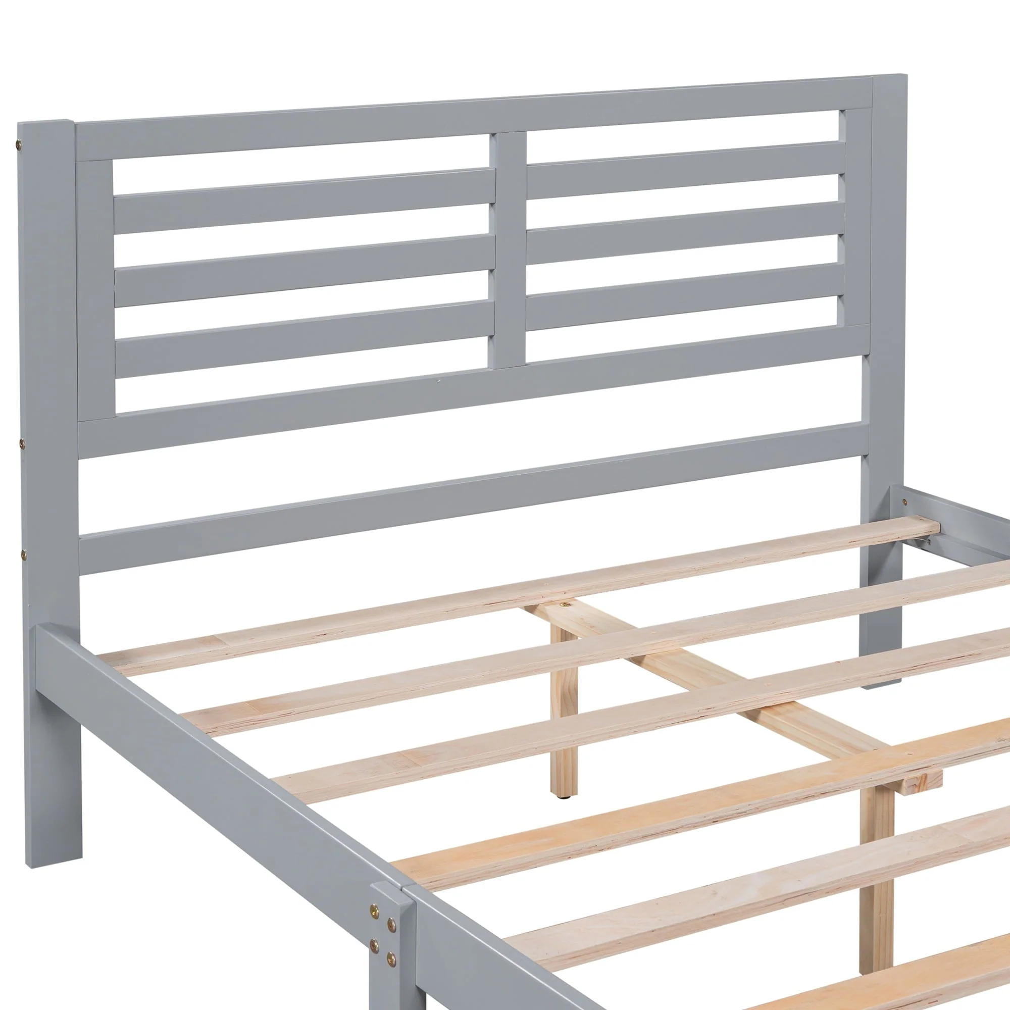 Platform Bed Frame Storage Bed with Headboard, Pine Wood Full Bed Frame for Bedroom, Modern Full Size Bed Frame with Drawers, Wood Slats Support, Holds 400 lb, No Box Spring Needed, Gray(Twin/Gray) - Image 4