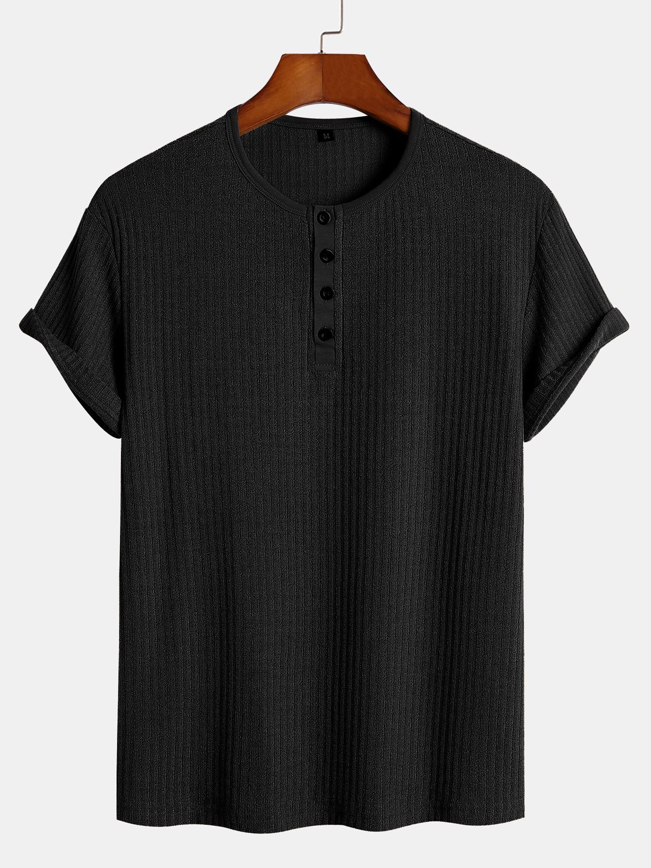 T-shirt Henley côtelé moulant