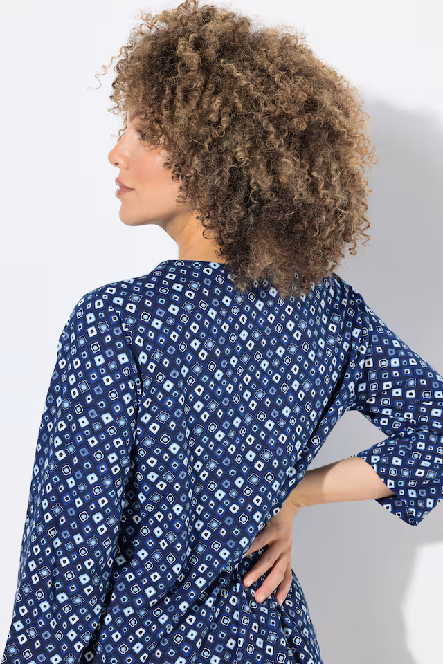 Graphic Print Pleated 3/4 Sleeve Tee