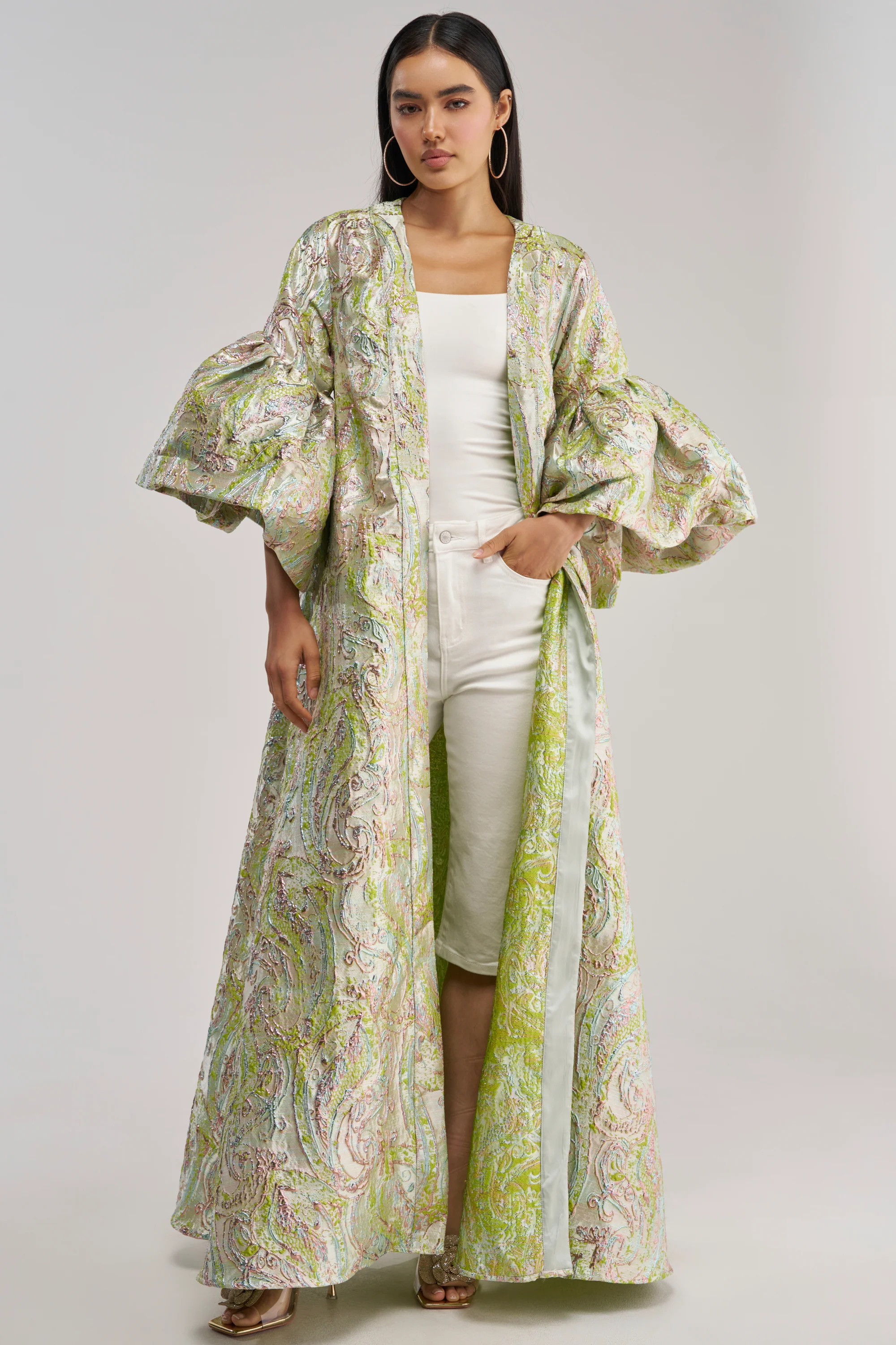 KEY LIME BROCADE DUSTER - Akira Store