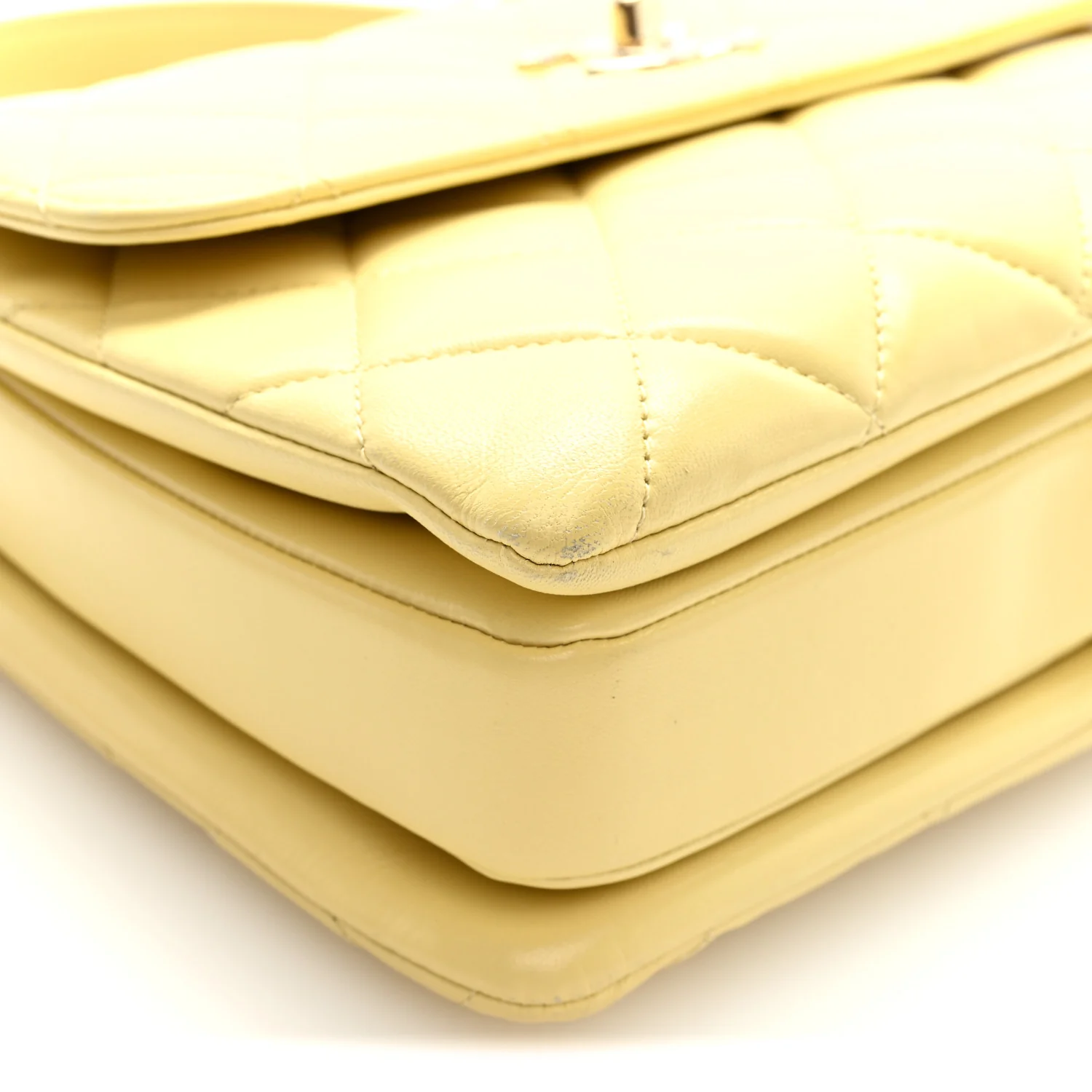 Lambskin Quilted Small Trendy CC Flap Dual Handle Bag Yellow