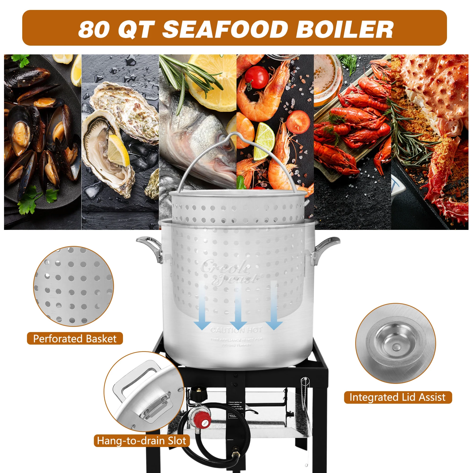 Creole Feast SBK0801, 80QT Seafood Boiling Kit