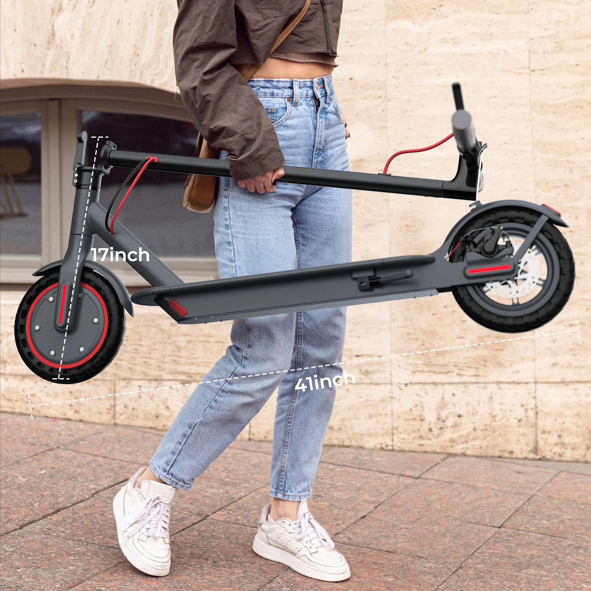 J078 Electric Scooter for Men and Women 8.5" Solid Tire 19mph Power by 350W Motor Max 21 mile Range Folding Commuting E Scooter - Image 3