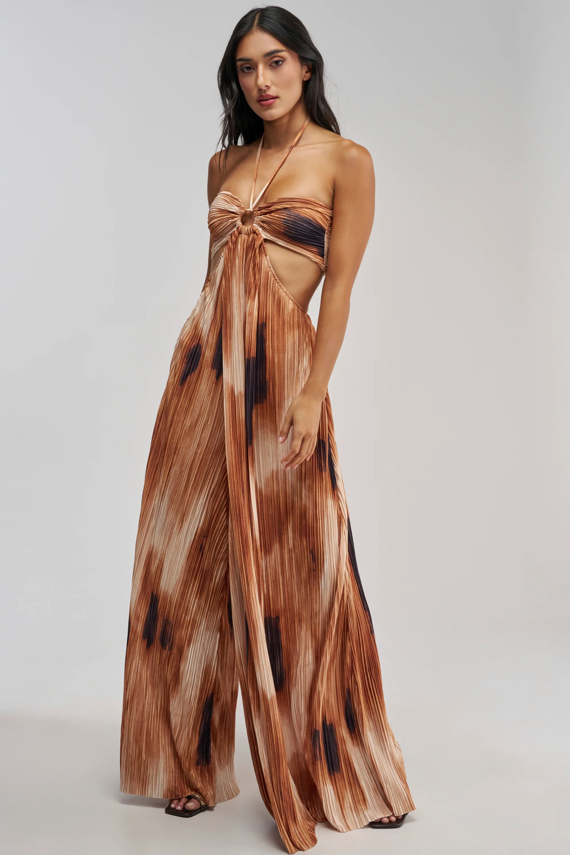 FOUL PLAY PRINTED JUMPSUIT IN RUST - Akira Store