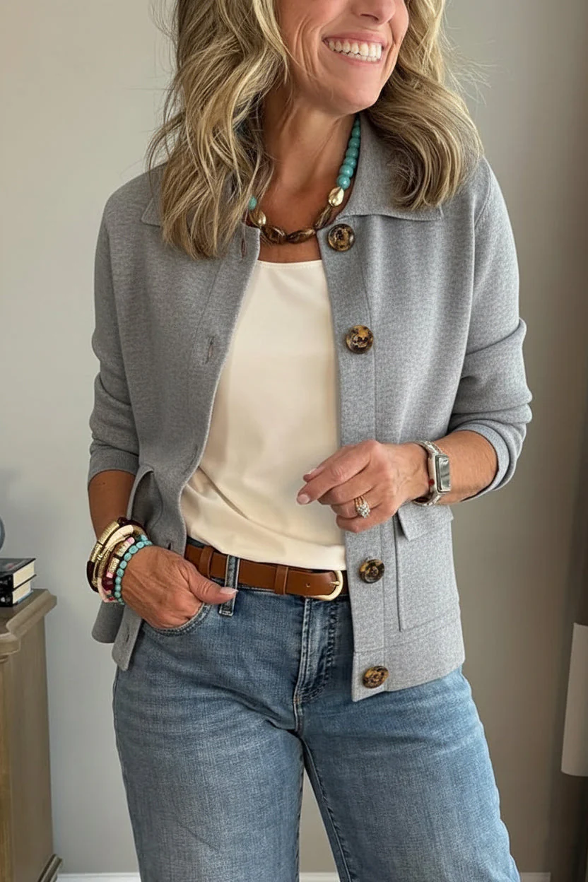 Veste décontractée à revers avec poche poitrine
