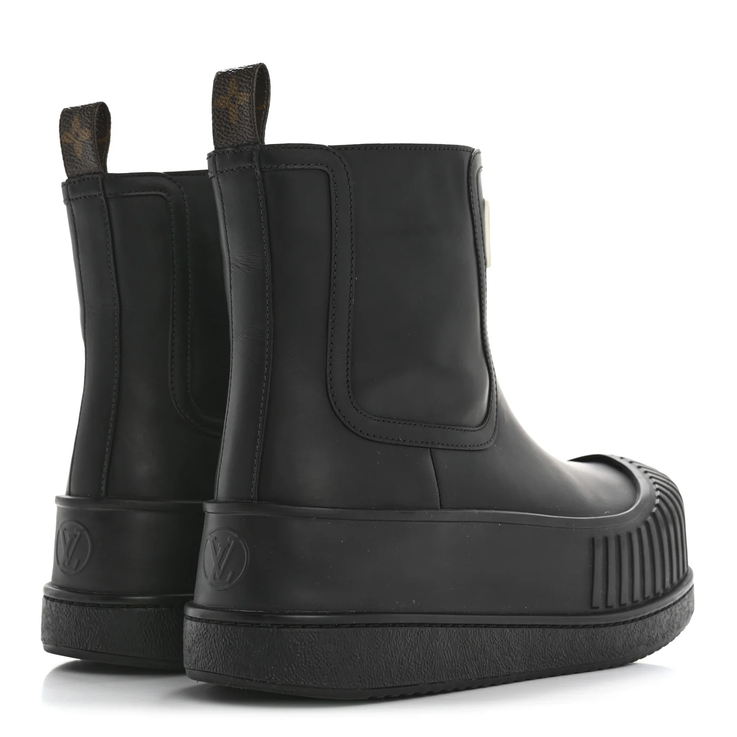Calfskin Polar Flat Ankle Boots 38 Black
