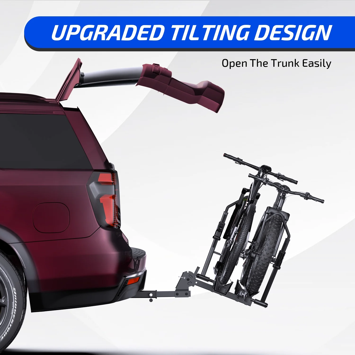 Premium Platform Steel Bike Rack with 132lbs Load Capacity, 2'' Hitch Receiver E-Bike Compatible - Image 3