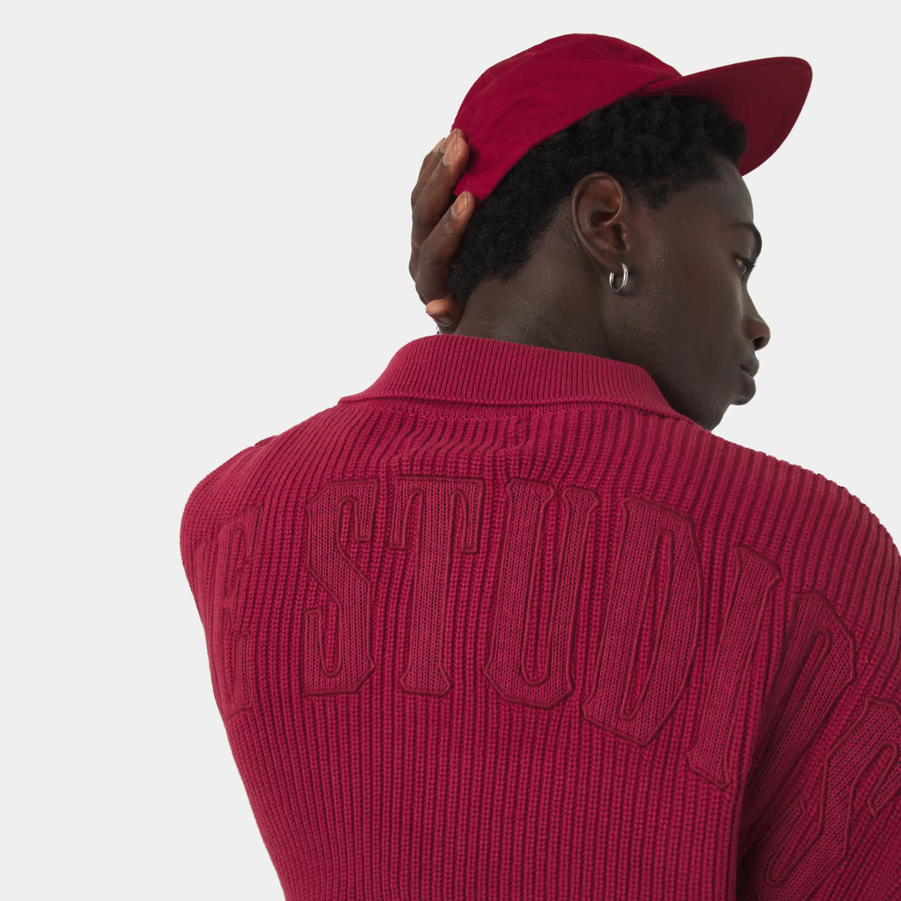 Collar Redwood Zipper Knit
