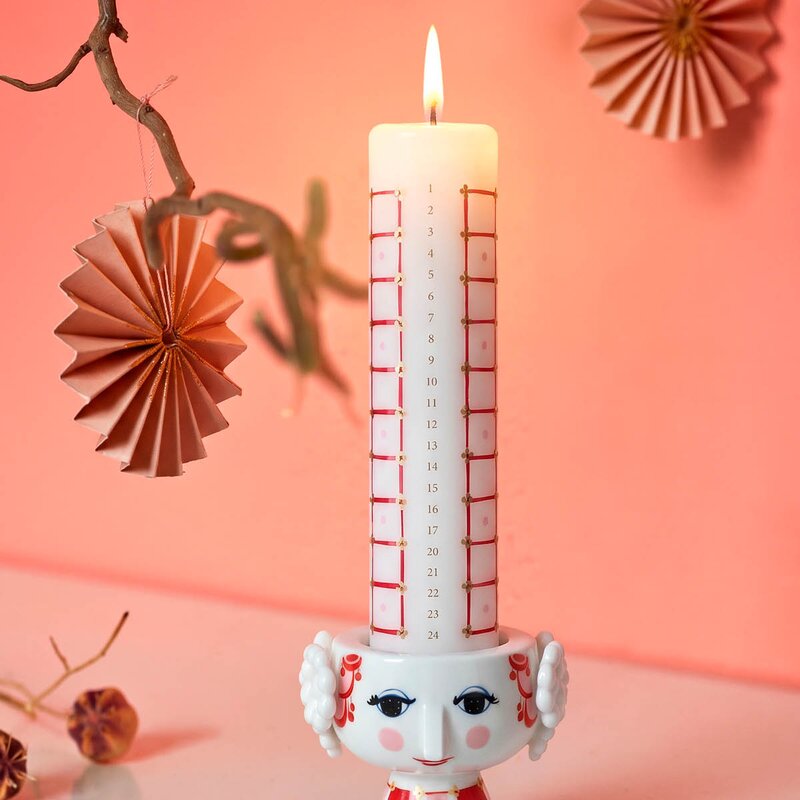 Eva kalenderlys 2026 25 cm rød