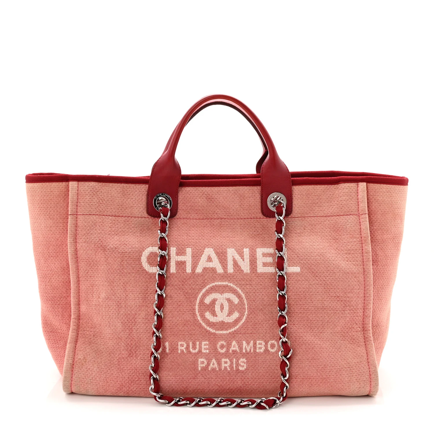 Canvas Medium Deauville Tote Red