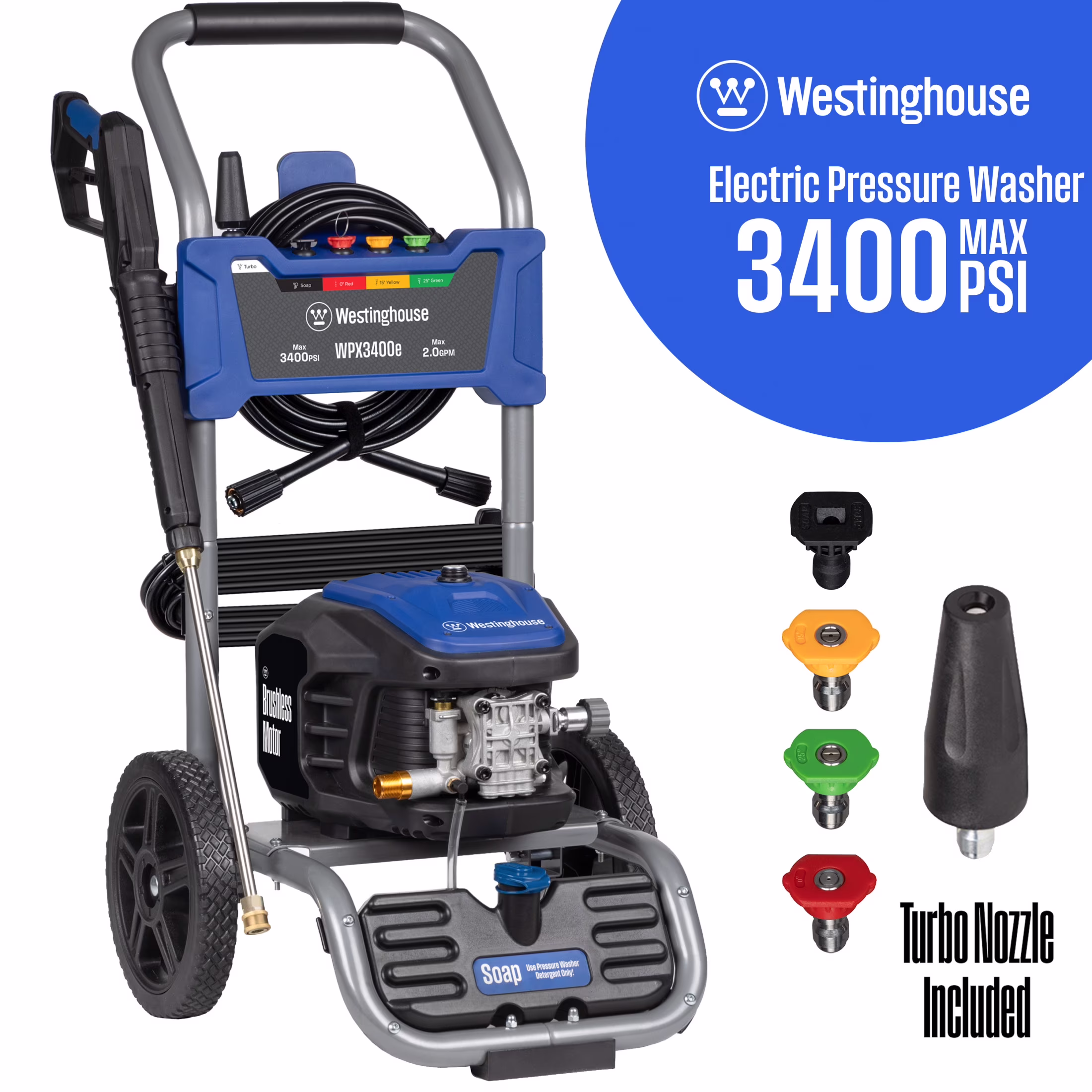 Westinghouse 3400 PSI at 2 GPM Electric Powered Pressure Washer