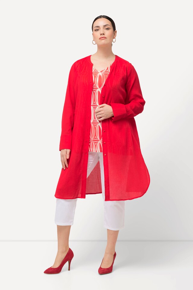 Sheer Textured Longline Blouse
