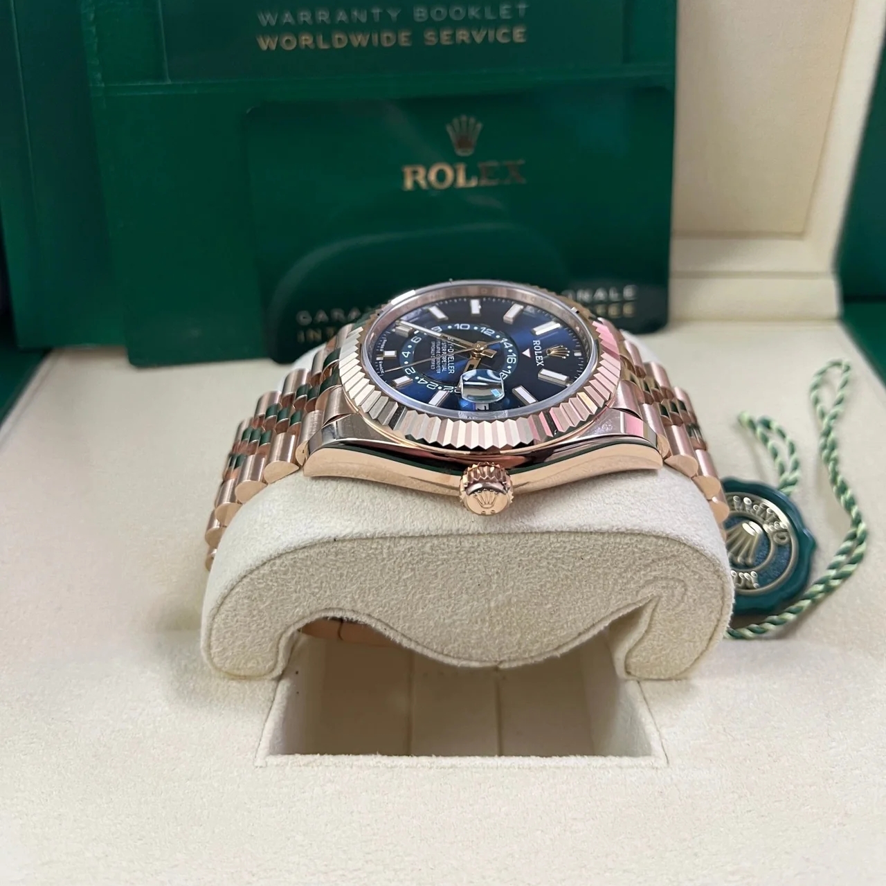 [Super Clone]RLX  Sky-Dweller 42mm Rose Gold Blue Dial Jubilee - 336935
