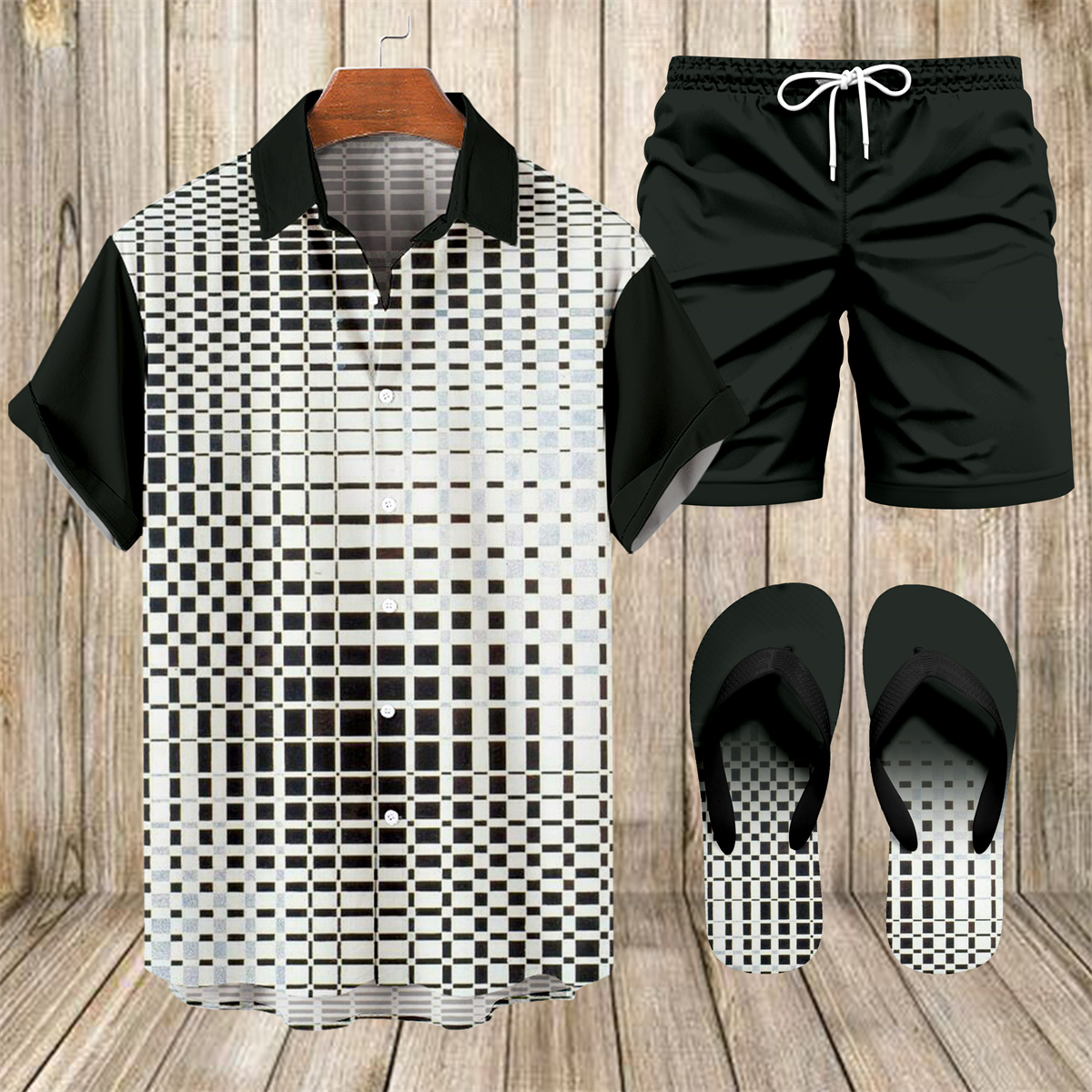 Ensemble trois pièces Suitmens pour homme, chemise à imprimé bowling hawaïen, réf. 050