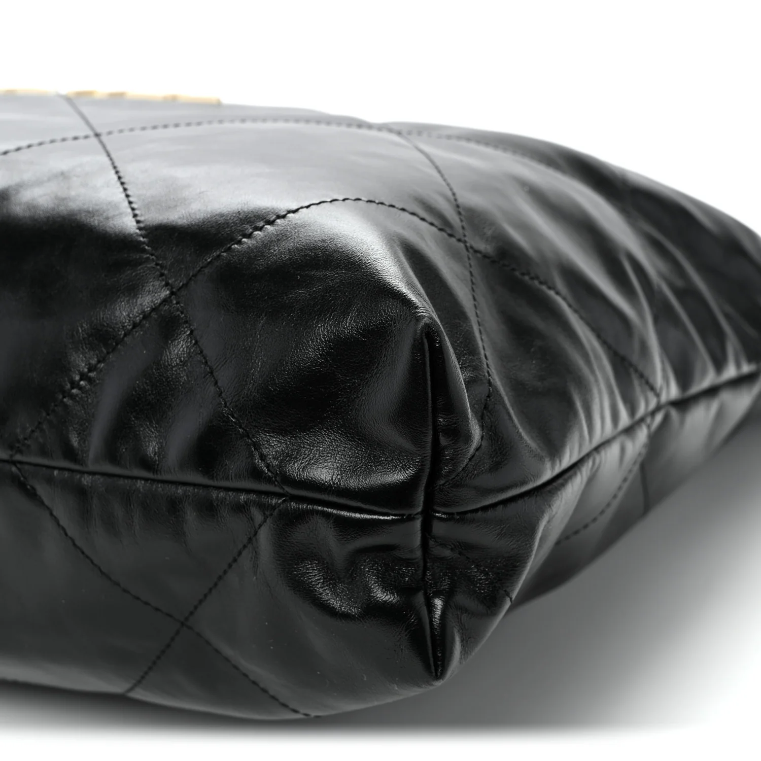Shiny Calfskin Quilted Large Chanel 22 Black
