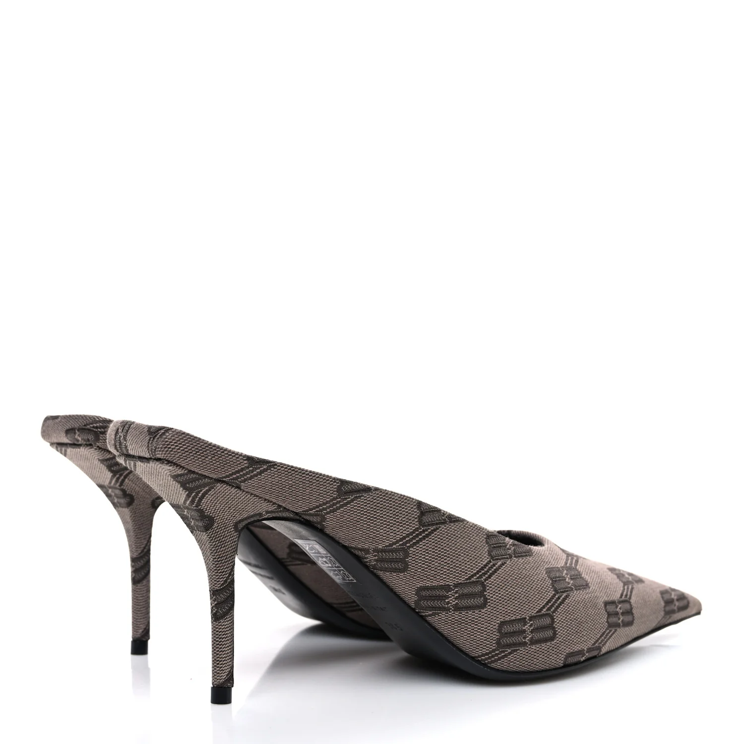 BB Monogram Square Knife 80mm Mule Pumps 38.5 Dark Mink Grey Dark Brown