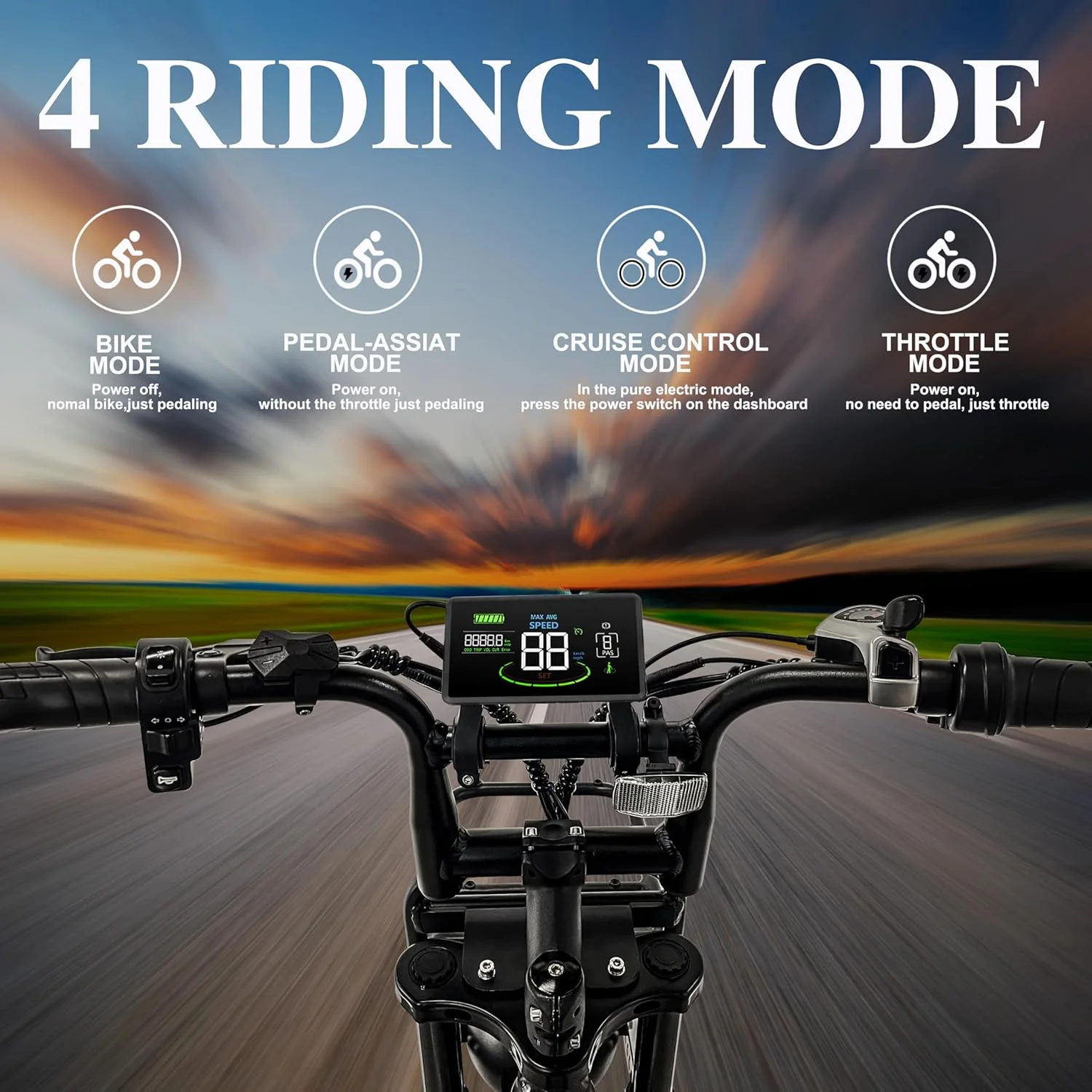 Electric Bike for Adults,Peak 1500W 28mph Mountain Ebike,48V 15.6AH 20" Fat Tire Electric Bicycle Full Suspension UL2849(V20-Black) - Image 9