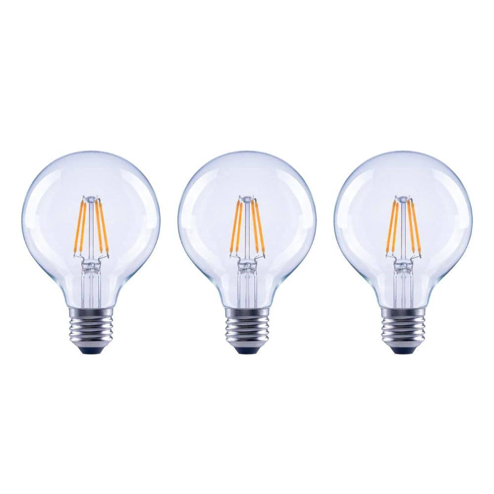 Ecosmart 60-Watt Equivalent G25 Dimmable Energy Star Clear Filament Vintage Style LED Light Bulb Daylight (3-Pack)