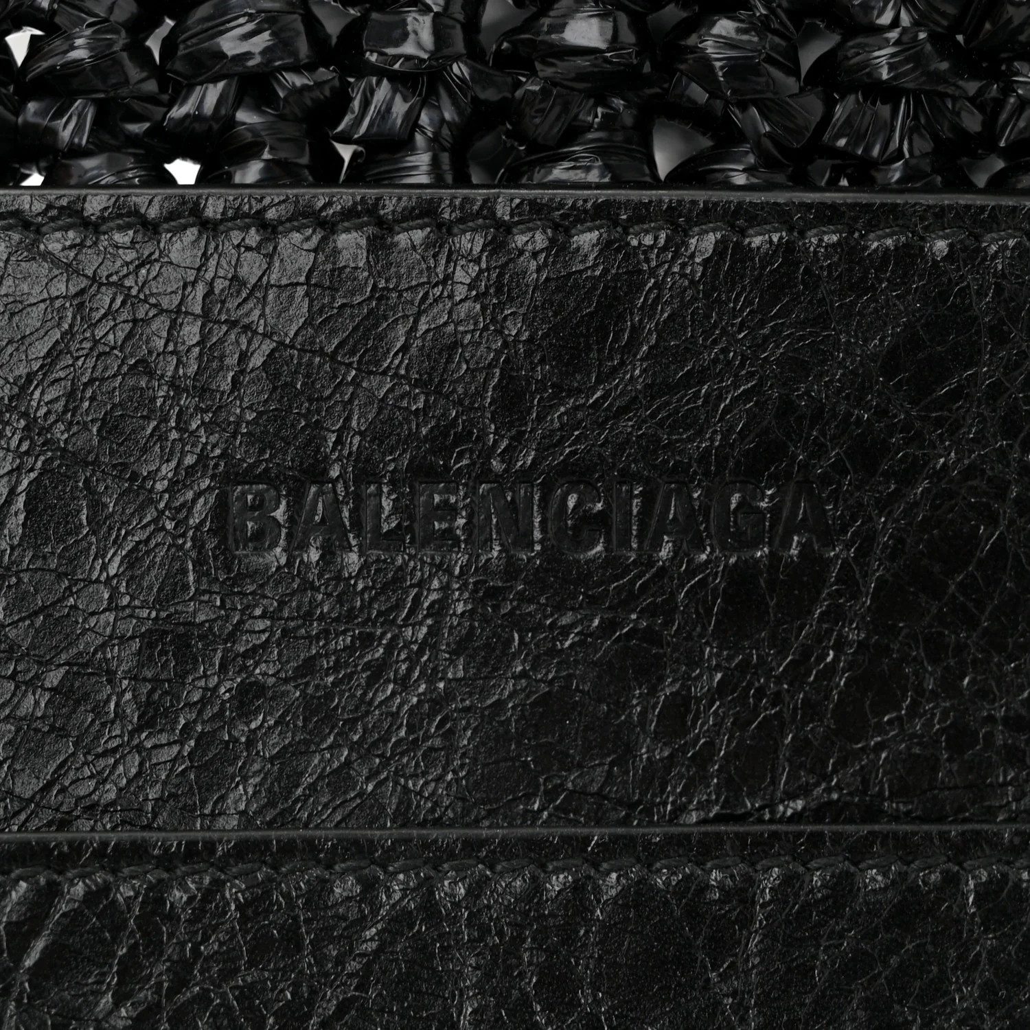 Raffia Woven Large Le Cagole Panier Tote Black