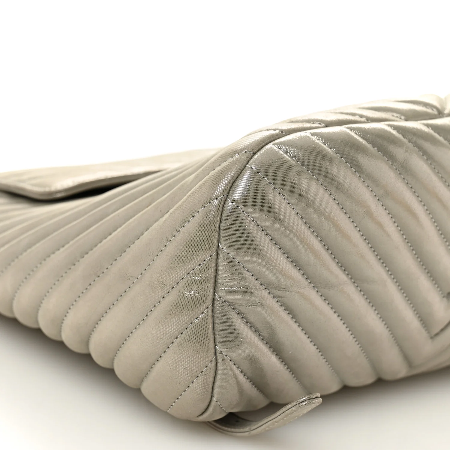 Iridescent Calfskin Chevron Quilted Small Urban Spirit Backpack Silver