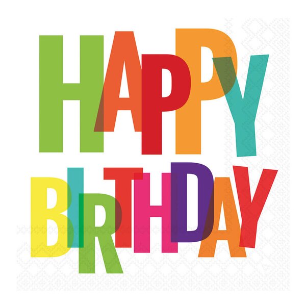 Serviett 33x33 cm 20 stk Birthday Letters