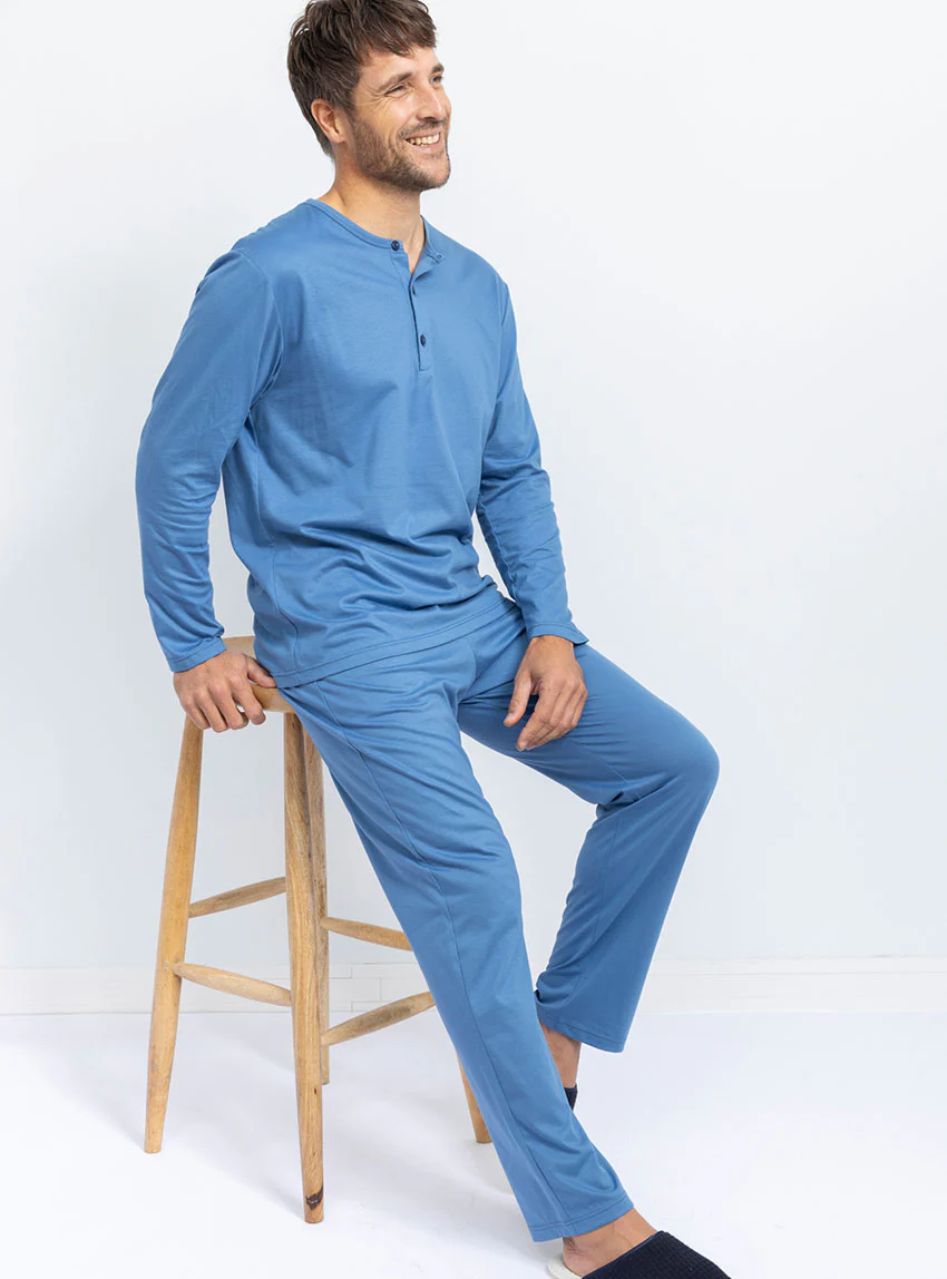 Pyjama homme en coton bleu
