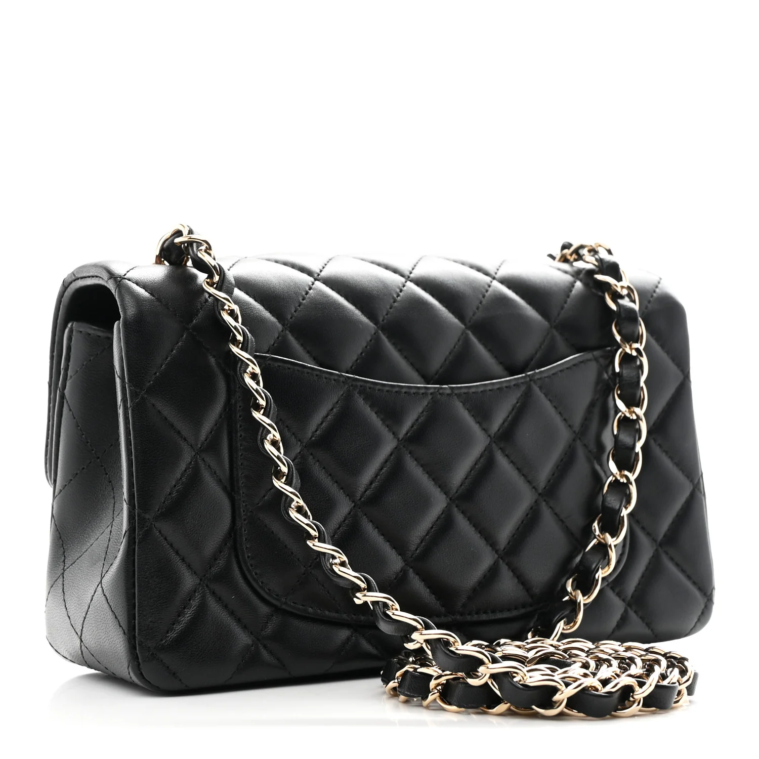 Lambskin Quilted Mini Rectangular Flap Black