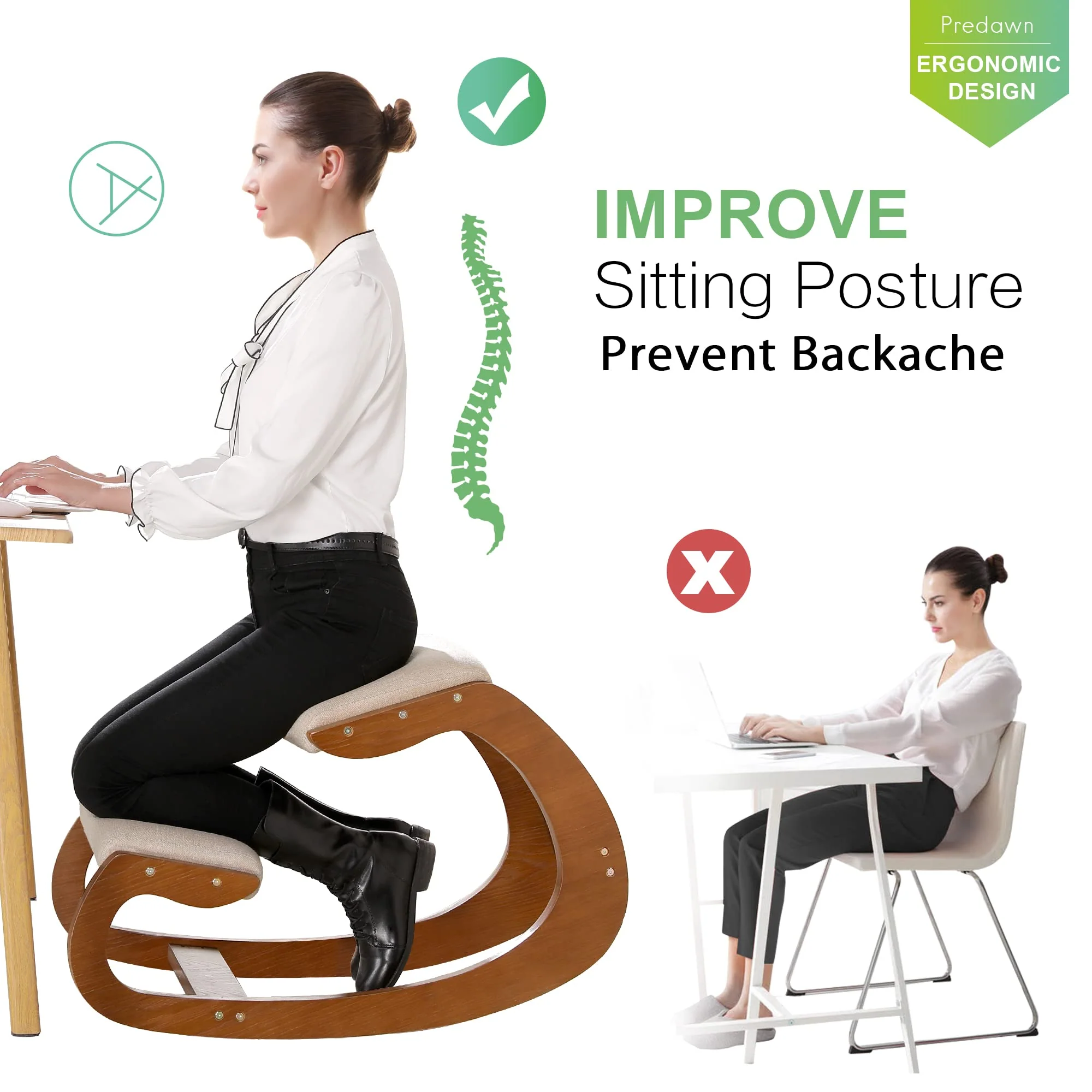 Predawn Ergonomic Kneeling Chair. Rocking Knee Chair
