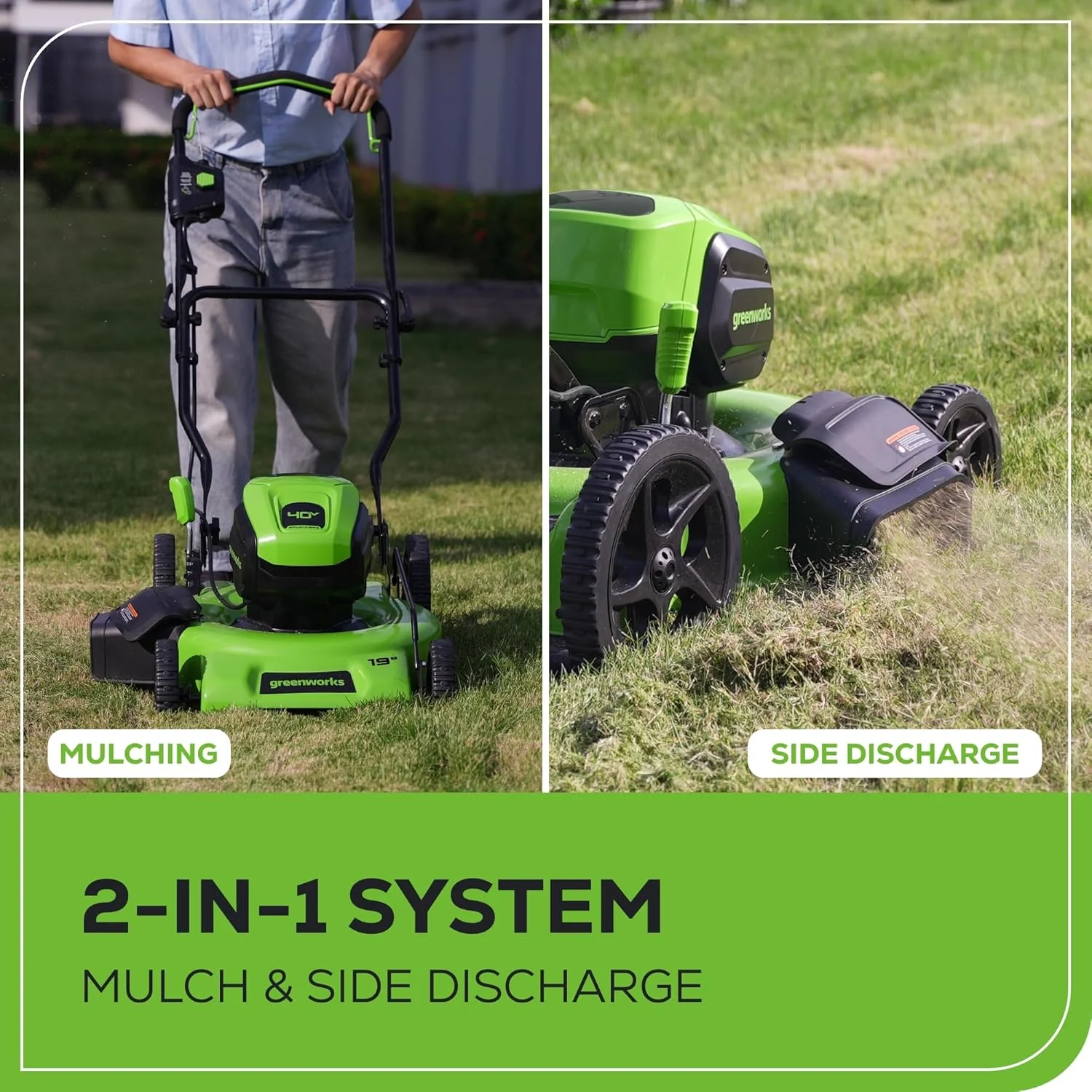 40V 19�� BL Lawn Mower, 5.0Ah USB Battery and Charger Included - Image 5