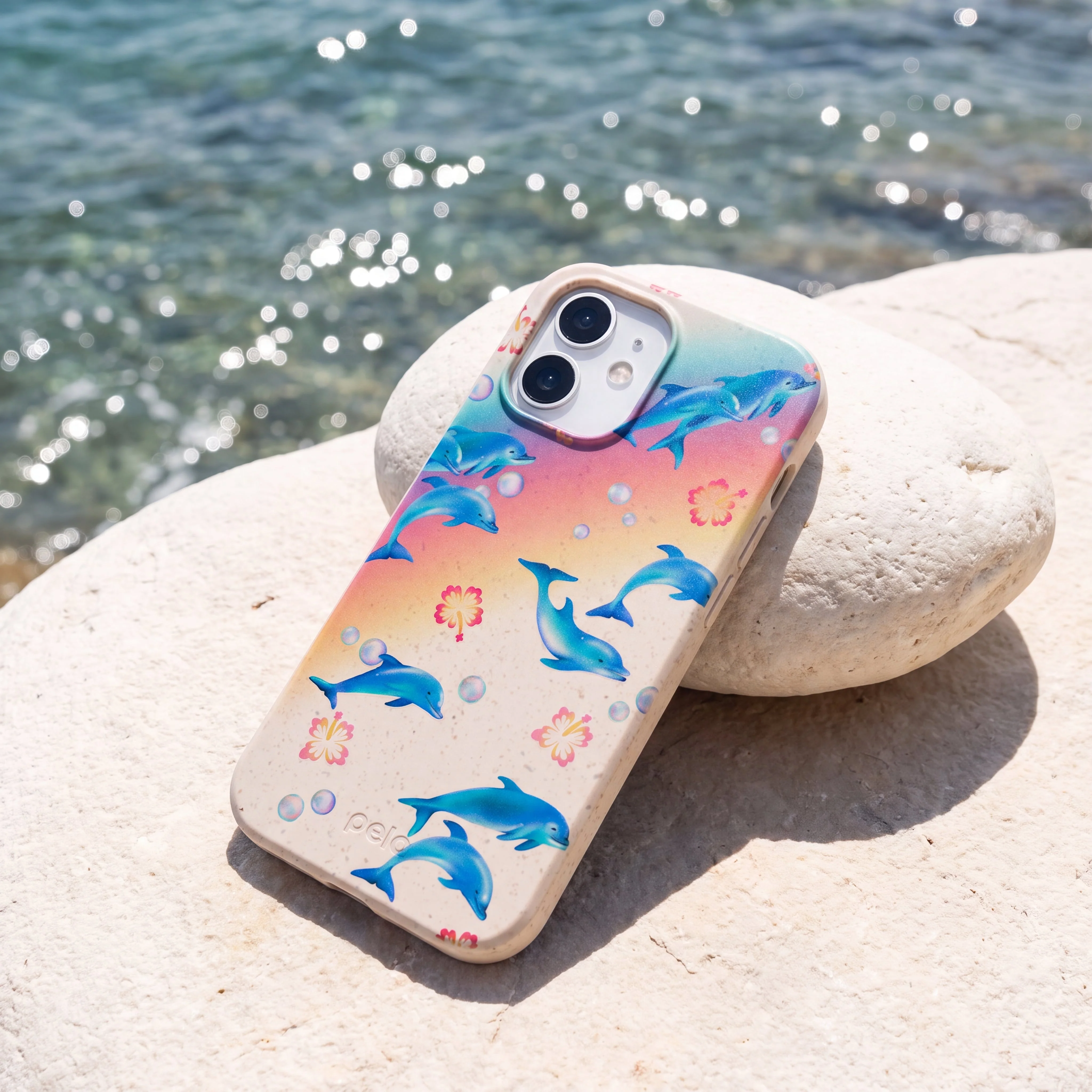 Seashell Dolphin Sunset iPhone 16 Plus Case