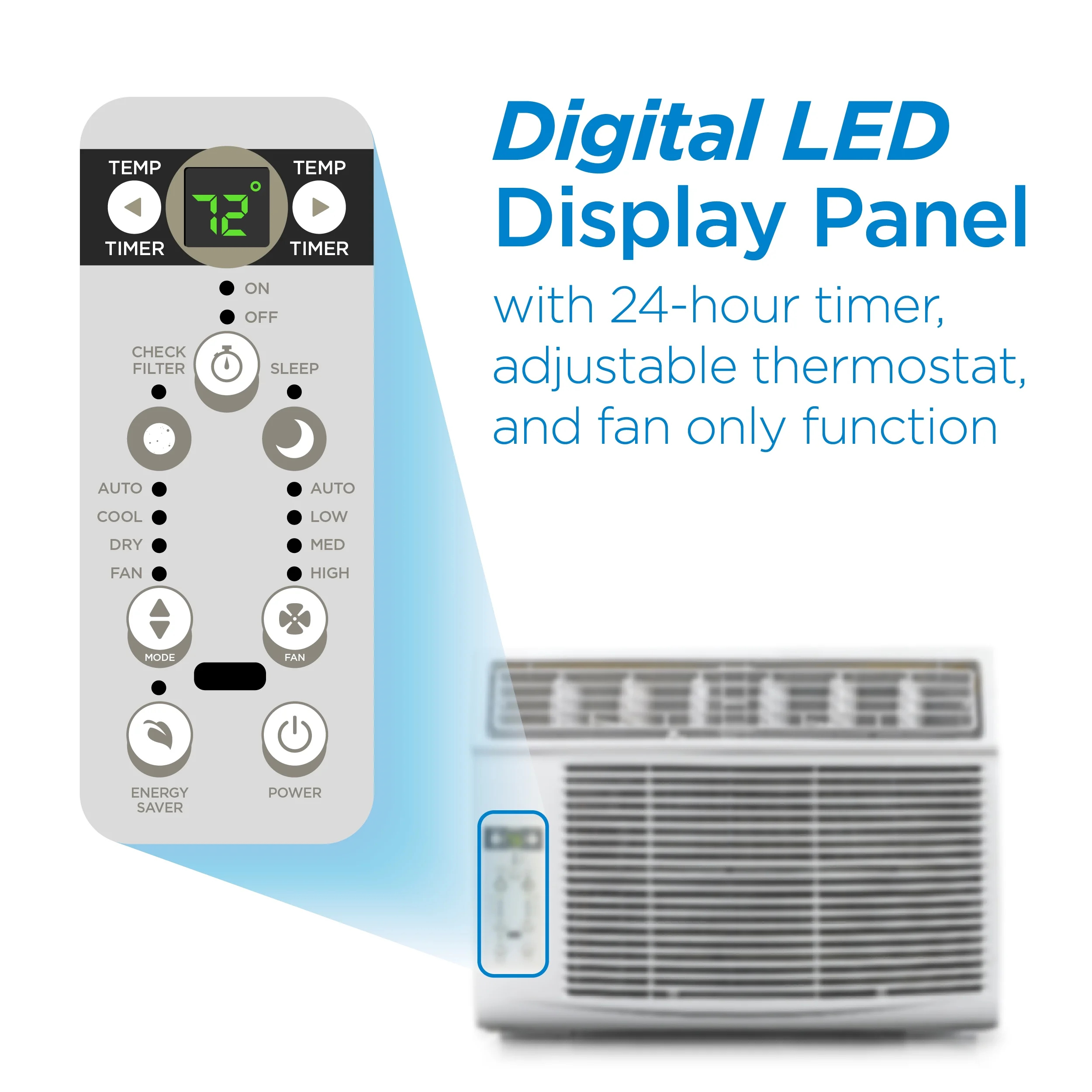 COMMERCIAL COOL 14, 500 BTU Window Air Conditioner with Remote Control and Adjustable Thermostat, Cools up to 750 Sq. Ft. with Electronic Controls & Digital Display CWAM145W6C