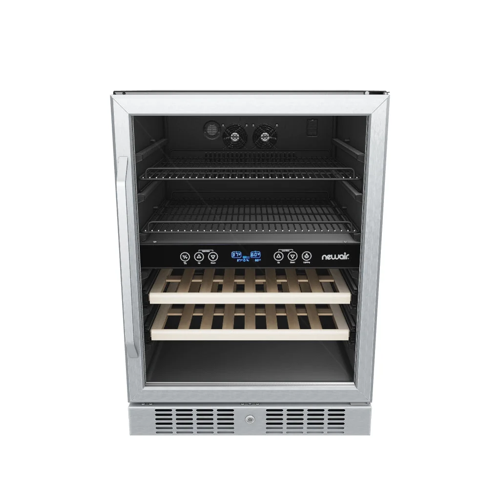 Newair 70-Can, 20-Bottle Built-in Dual Zone Beverage Fridge - 24