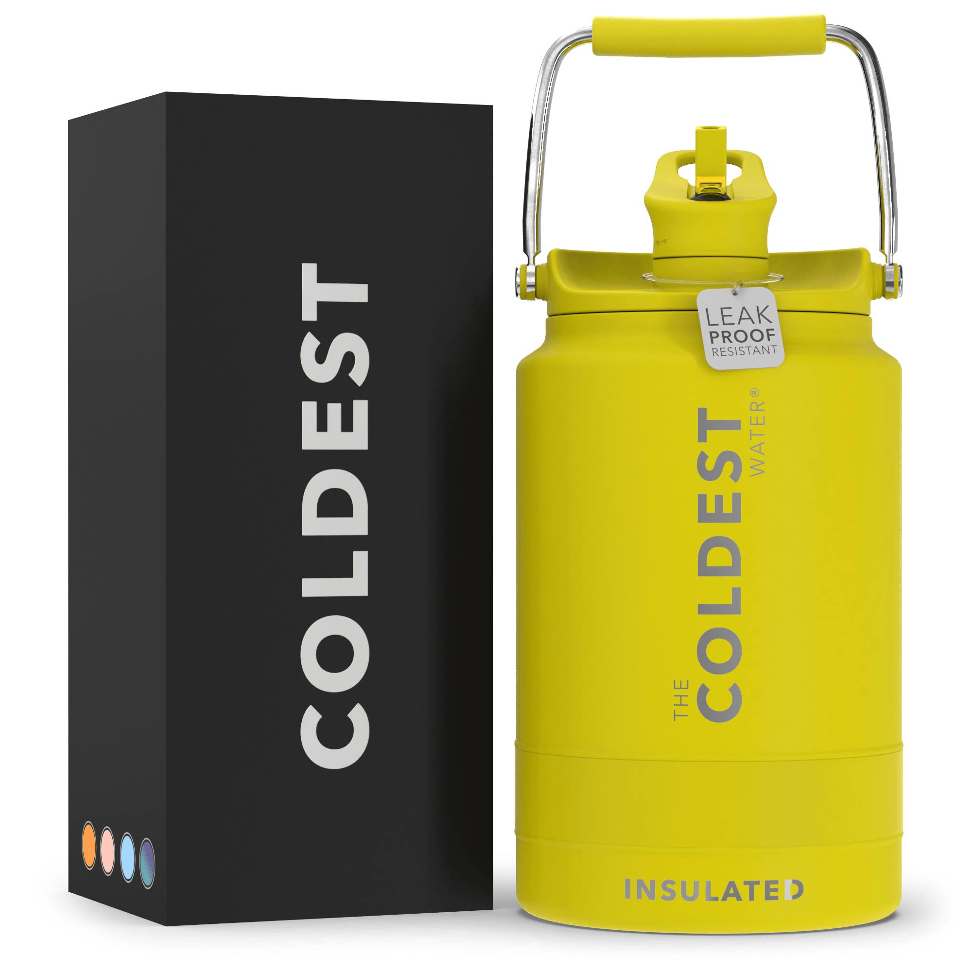 Coldest Sports Water Bottle 128 oz/One Gallon (Straw Lid), Leak Proof, Vacuum Insulated Stainless Steel, Hot Cold, Double Walled, Thermo Mug, Metal