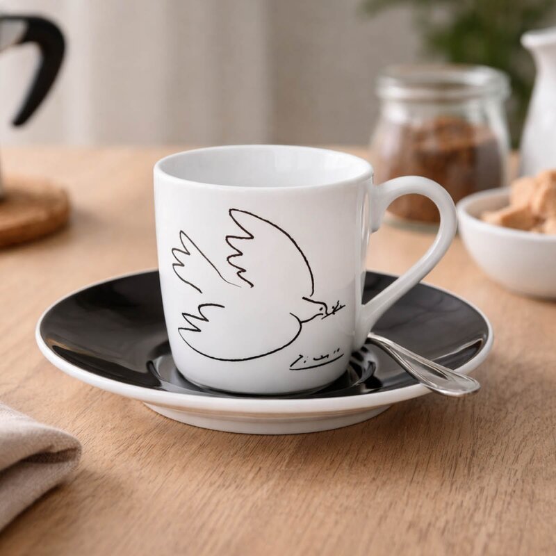 Picasso espressokopp med skål 8,5 cl 2 par La Colombe De La Paix