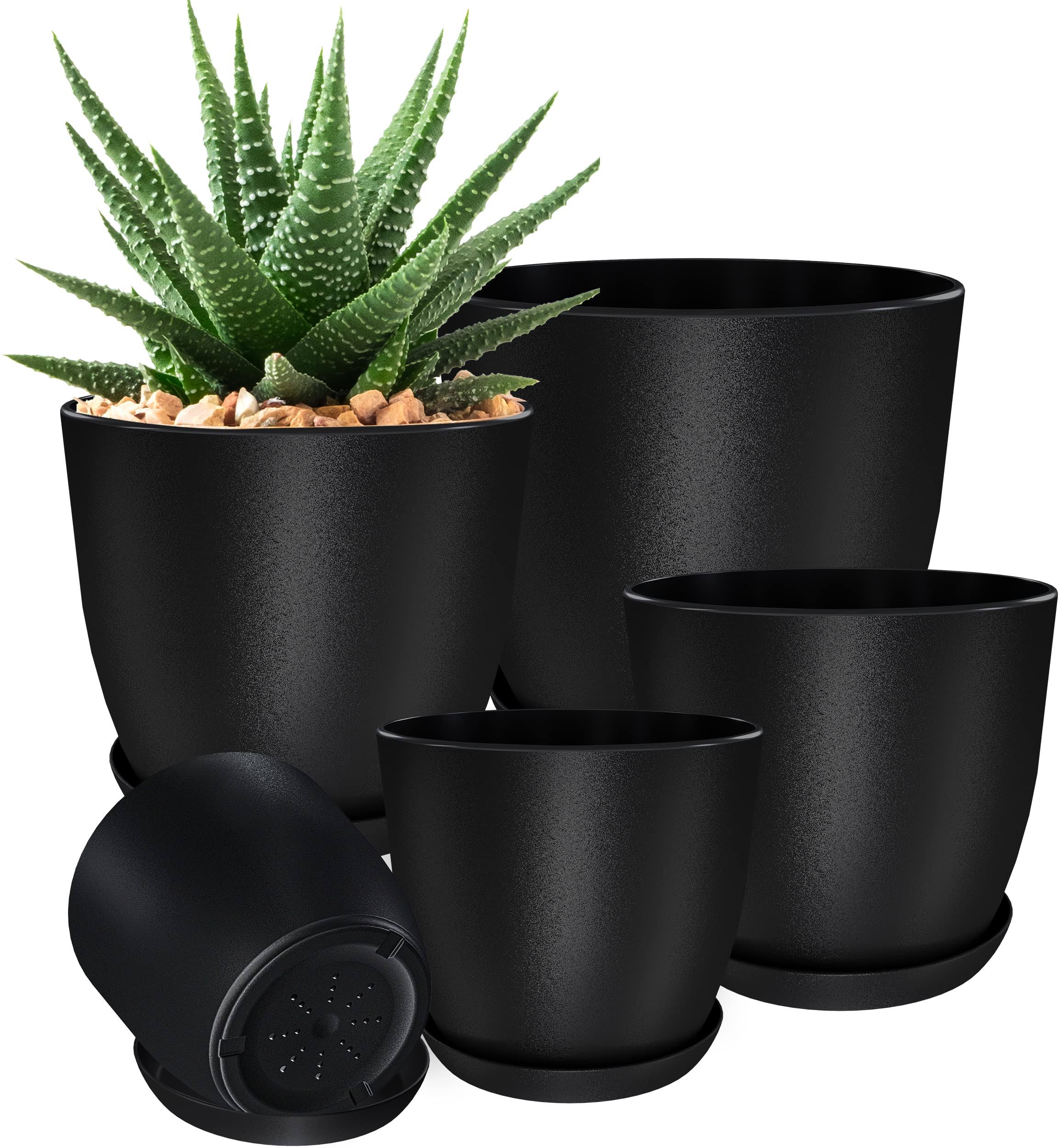 Utopia Home - Plant Pots Indoor with Drainage - 7/6.6/6/5.3/4.8 Inches Home Decor Flower Pots for Indoor Planter - Pack of 5 Plastic Planters for
