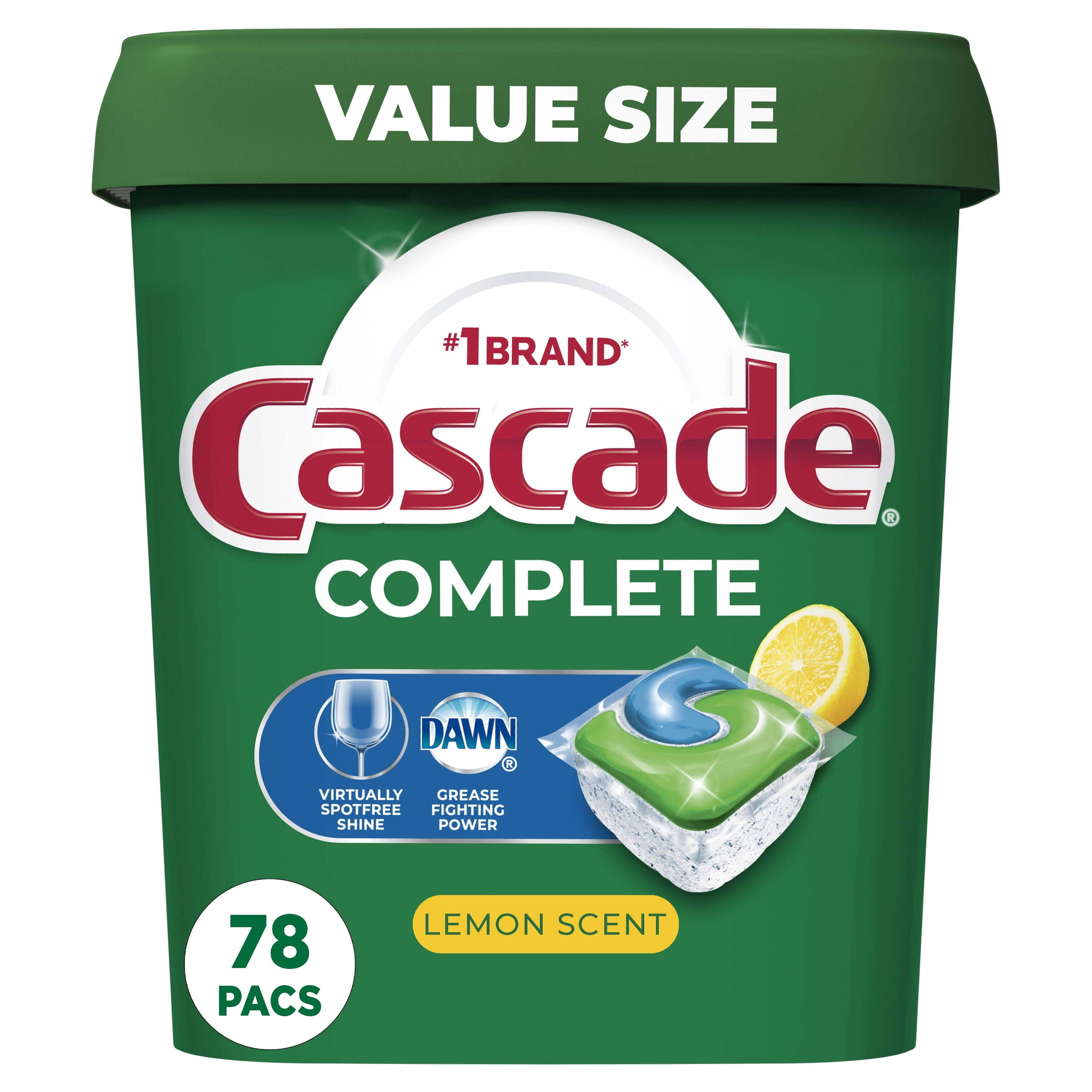 Cascade Complete ActionPacs Dishwasher Detergent Lemon Scent 78 Count