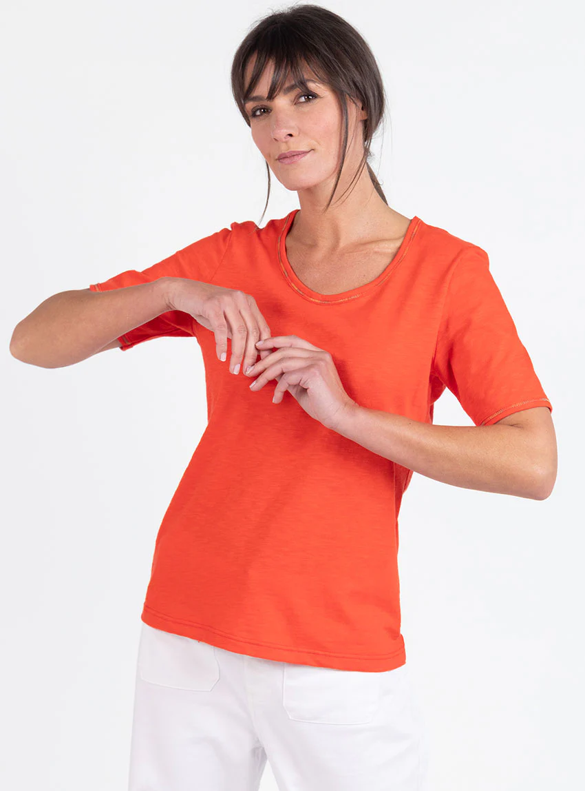 Tee-shirt femme en coton orange agrume