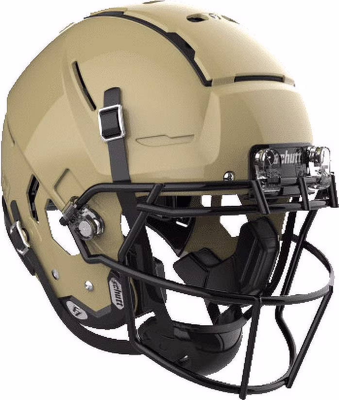 F7 VTD Adult Football Helmet with Carbon Steel Mask (Metallic Vegas Gold, XL, Black ROPO-NB)