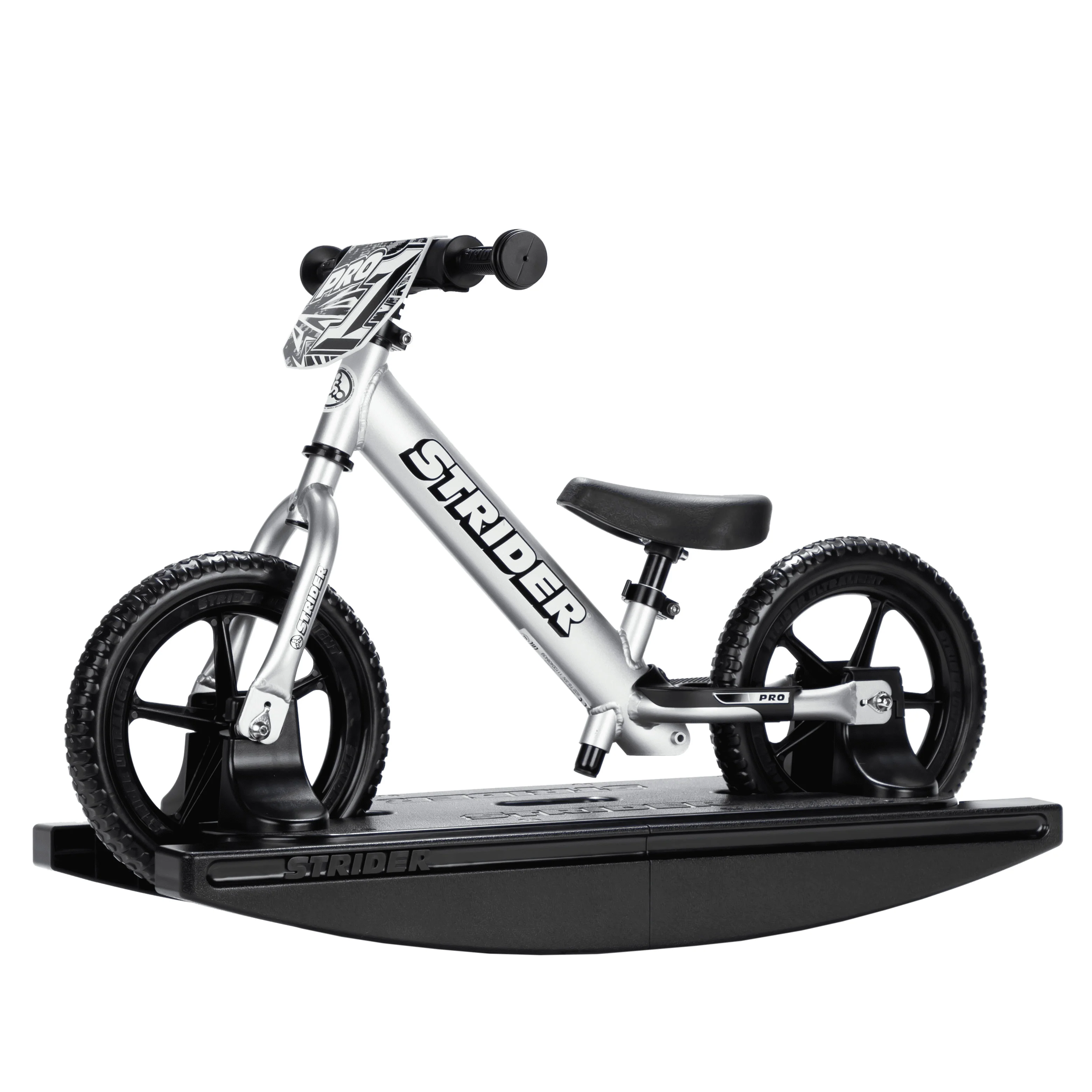 Strider - 12 Pro 2 - in - 1 Rocking Balance Bike, Ages 6 Months to 5 Years - Silver