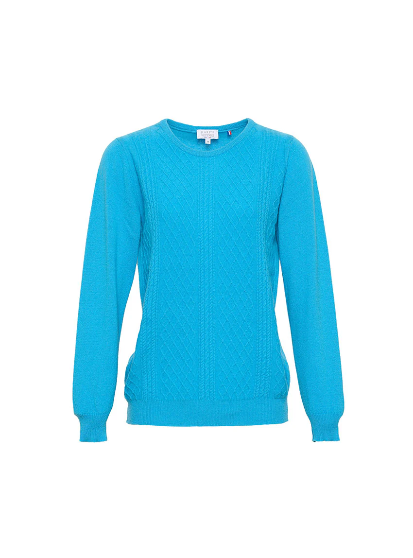 Pull femme cachemire et laine bleu céleste