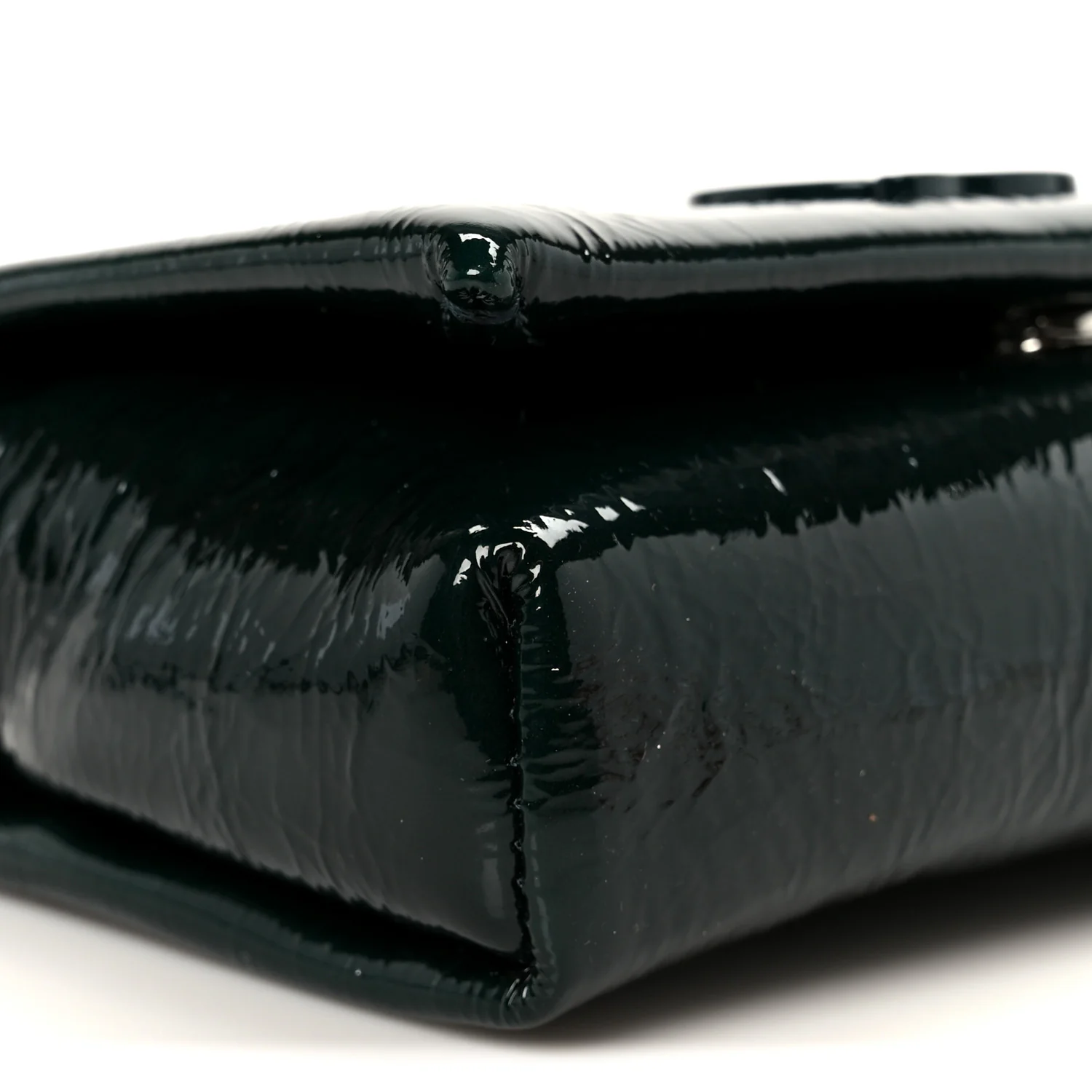 Naplak Patent Calfskin Monochrome Loubi54 Shoulder Bag Green