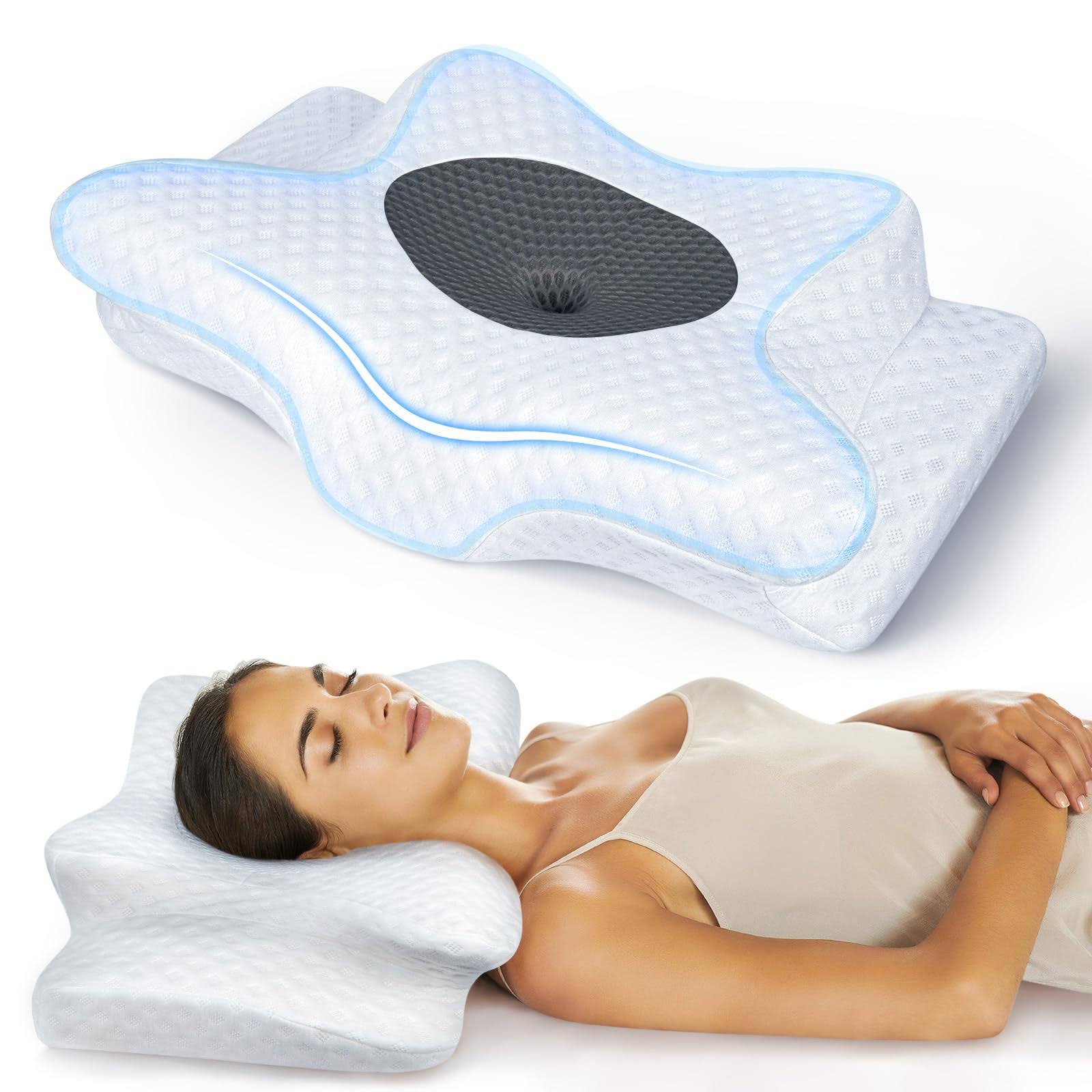 RIDOFTY 5X Pain Relief Cervical Pillow for Neck and Shoulder Support, Adjustable Memory Foam Pillows for Sweet Sleeping, Odorless Ergonomic Contour