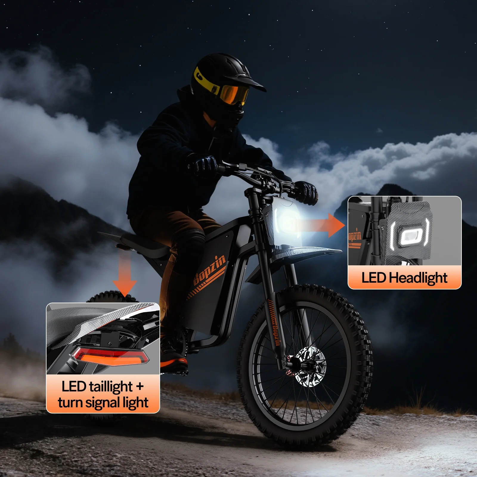 Electric Dirt Bike for Adults,60V 35Ah,3000W 45 MPH 37-68 Miles Electric Motorcycle, 25’’ Fat Tire Off-Road Mountain Bike UL2849(25''-3000W 60V 35AH-45MPH) - Image 7