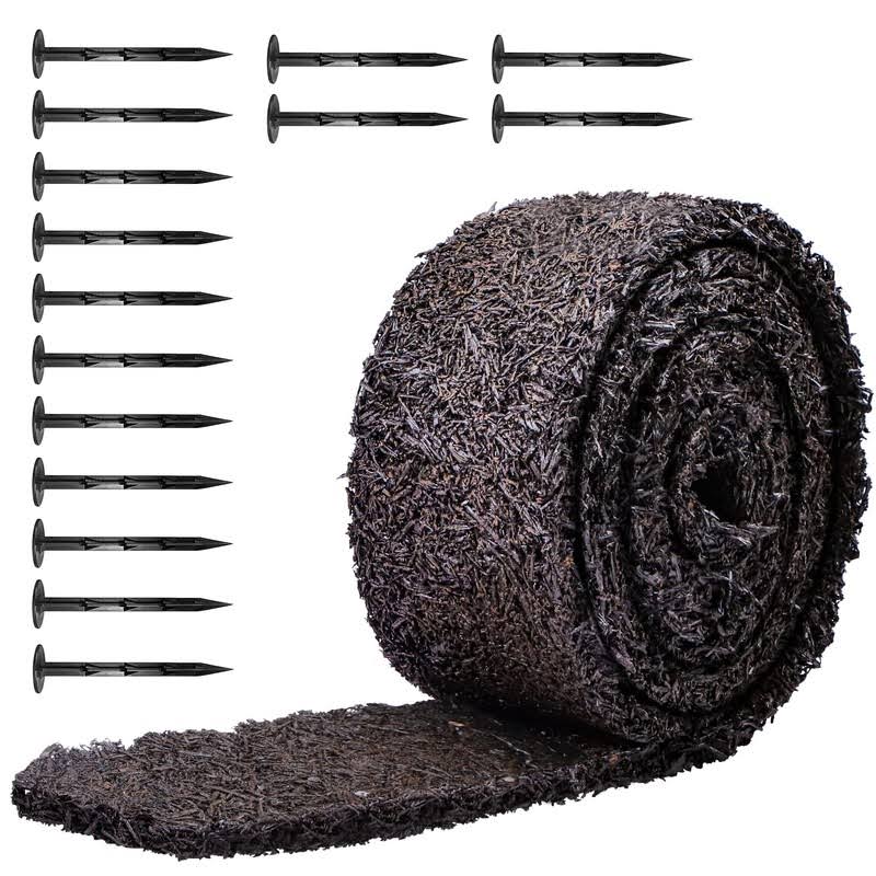 Eazy2hD Black Rubber Mulch for Landscaping 120in L x 4.5in W Recycled Garden Edging Border Mat Natural Looking Permanent Garden Mulch Barrier for