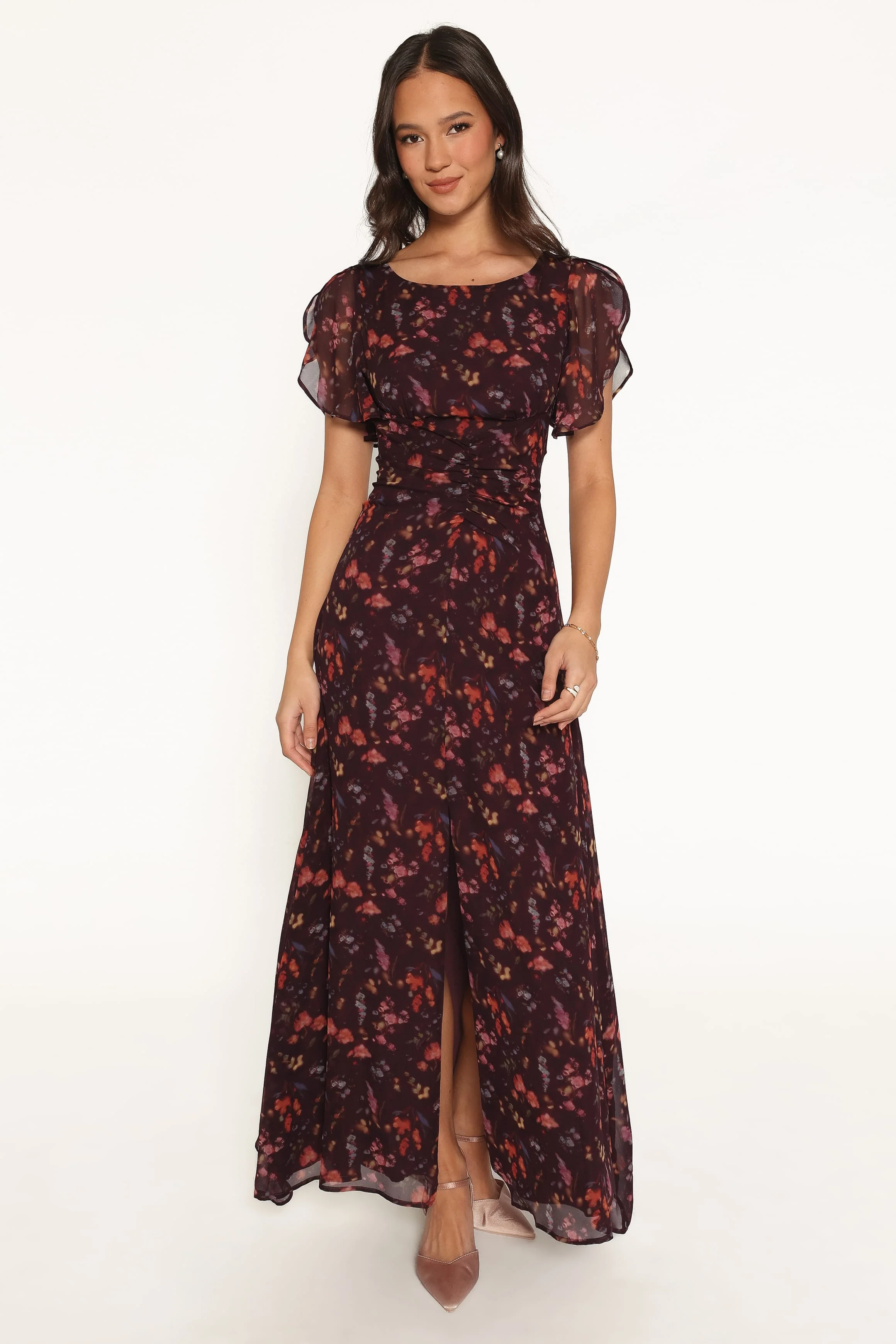 Magdalena Maxi Dress - Plum Blurred Floral